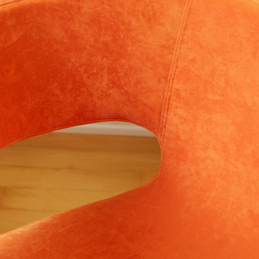 Salazar Modern Retro Orange Fabric Accent Chair with Stainless Steel Legs - furnishings