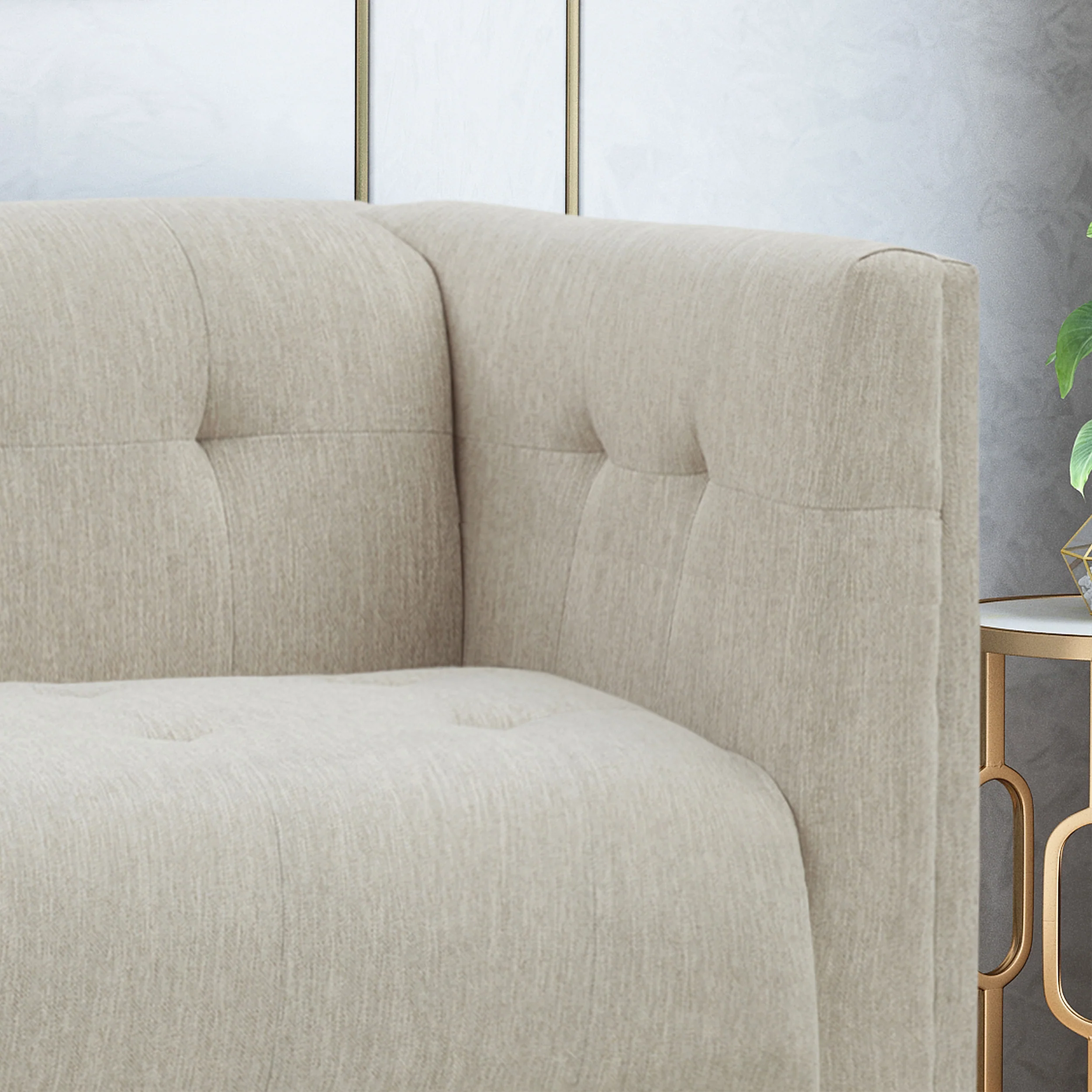 Kennedii Mid-Century Modern Fabric Upholstered Tufted 3 Seater Sofa - furnishings