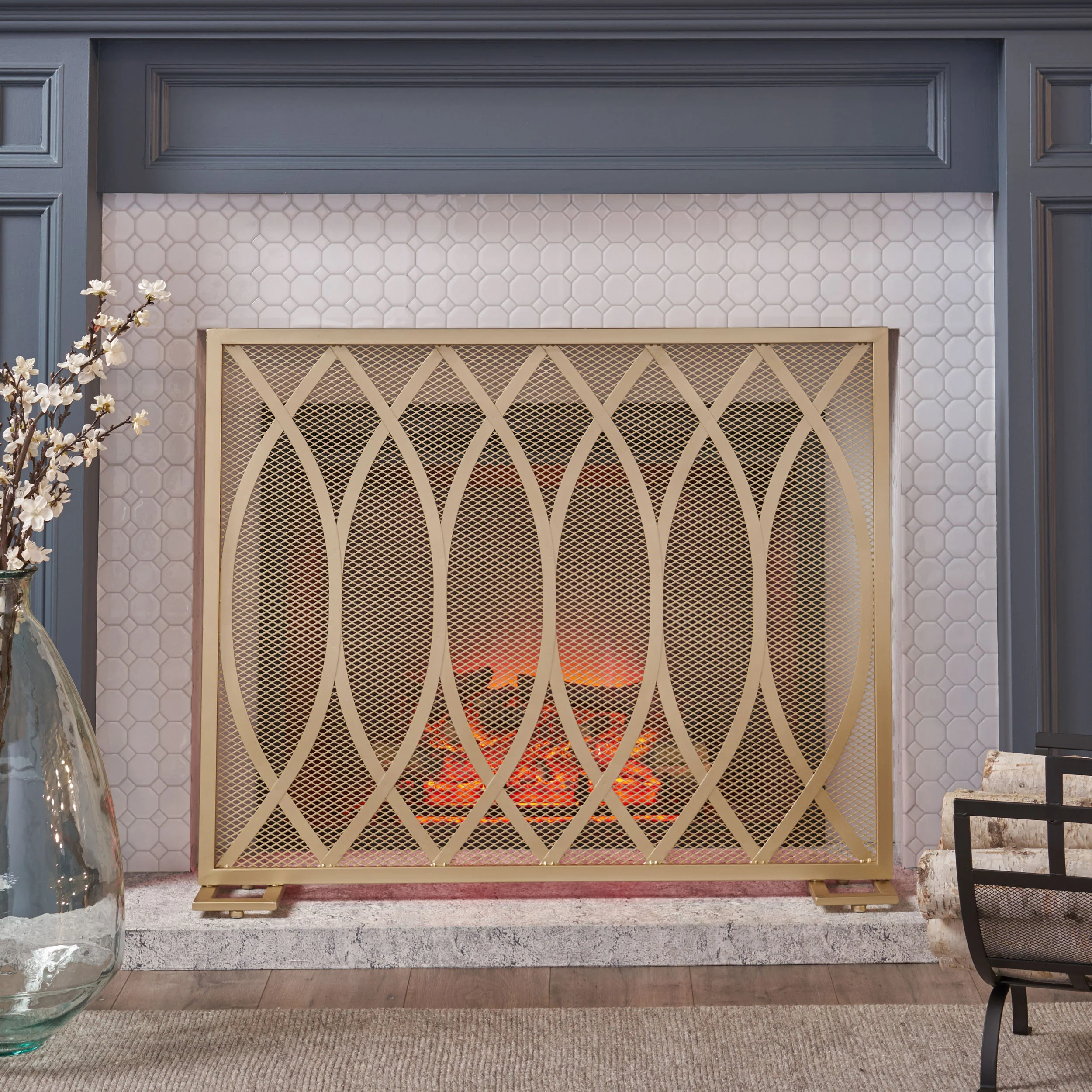 Junior Modern Single PanelIron Firescreen - furnishings