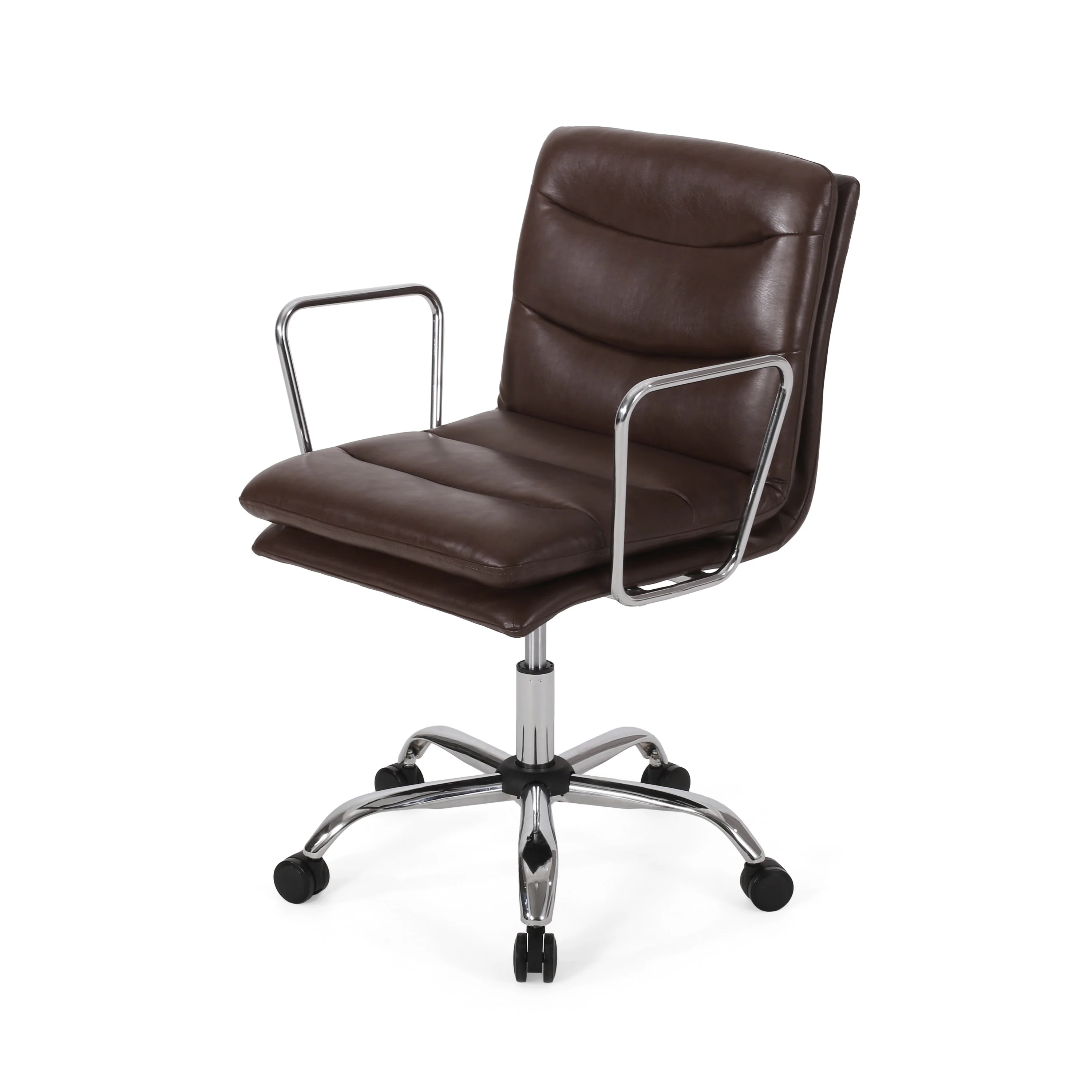 Gould Contemporary Faux Leather Channel Stitch Swivel Office Chair - furnishings