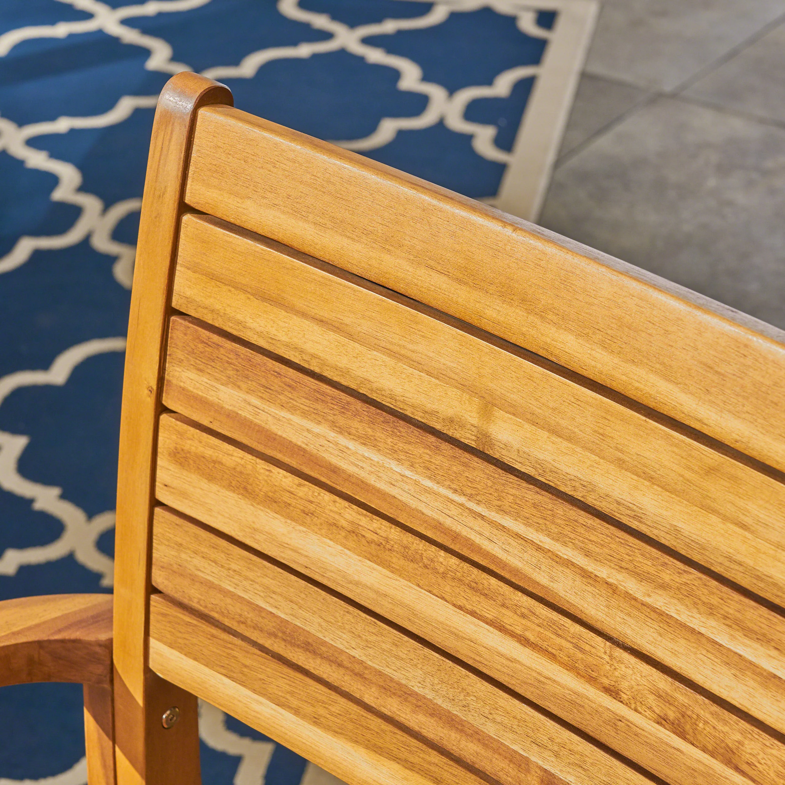 Ryan Outdoor 6-Seater Rectangular Acacia Wood Dining Set, Teak Finish - furnishings