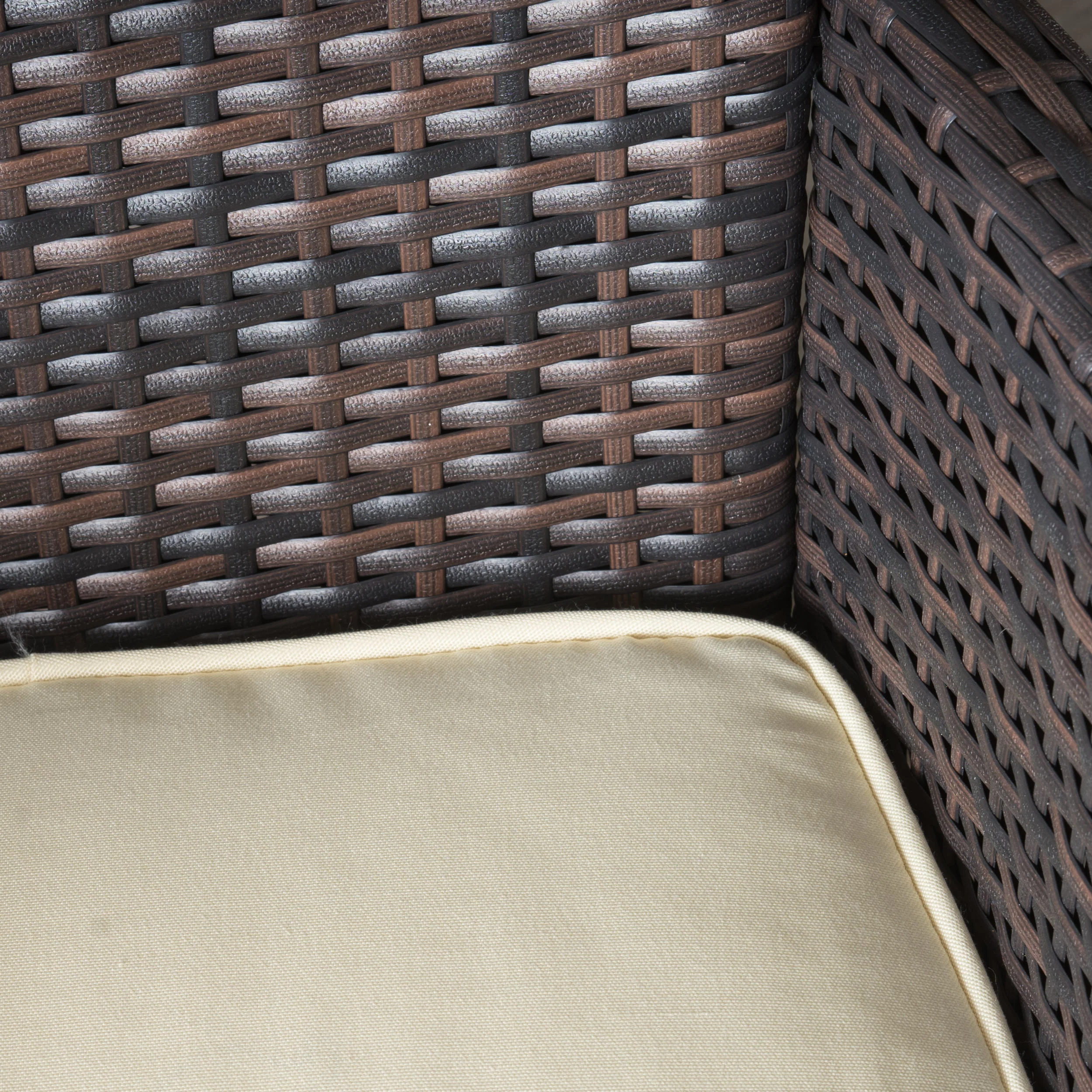 Clementine Outdoor 5pc Multibrown Wicker Square Dining Set - furnishings