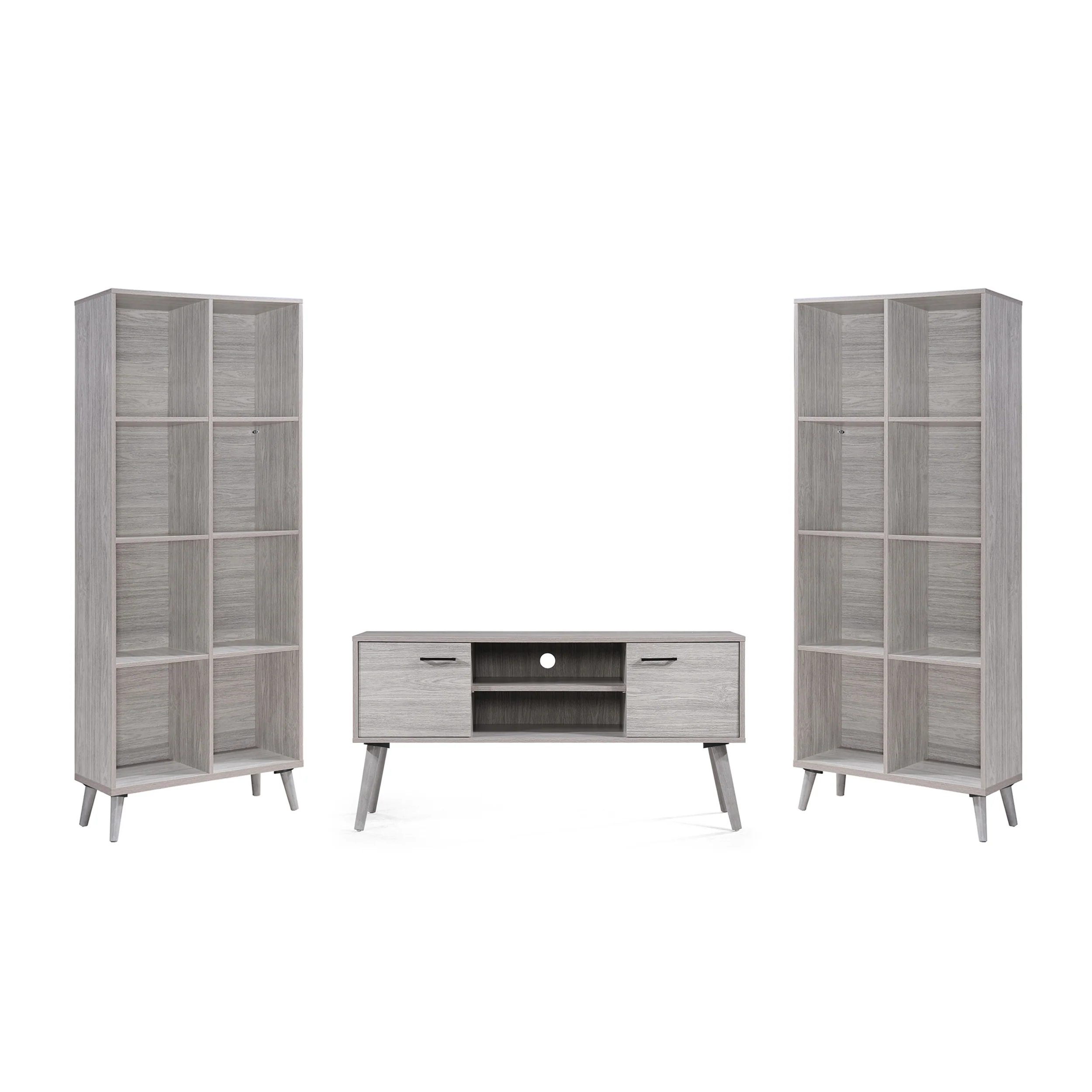 Bralon Mid Century Modern 2 Bookcases & TV Stand - furnishings