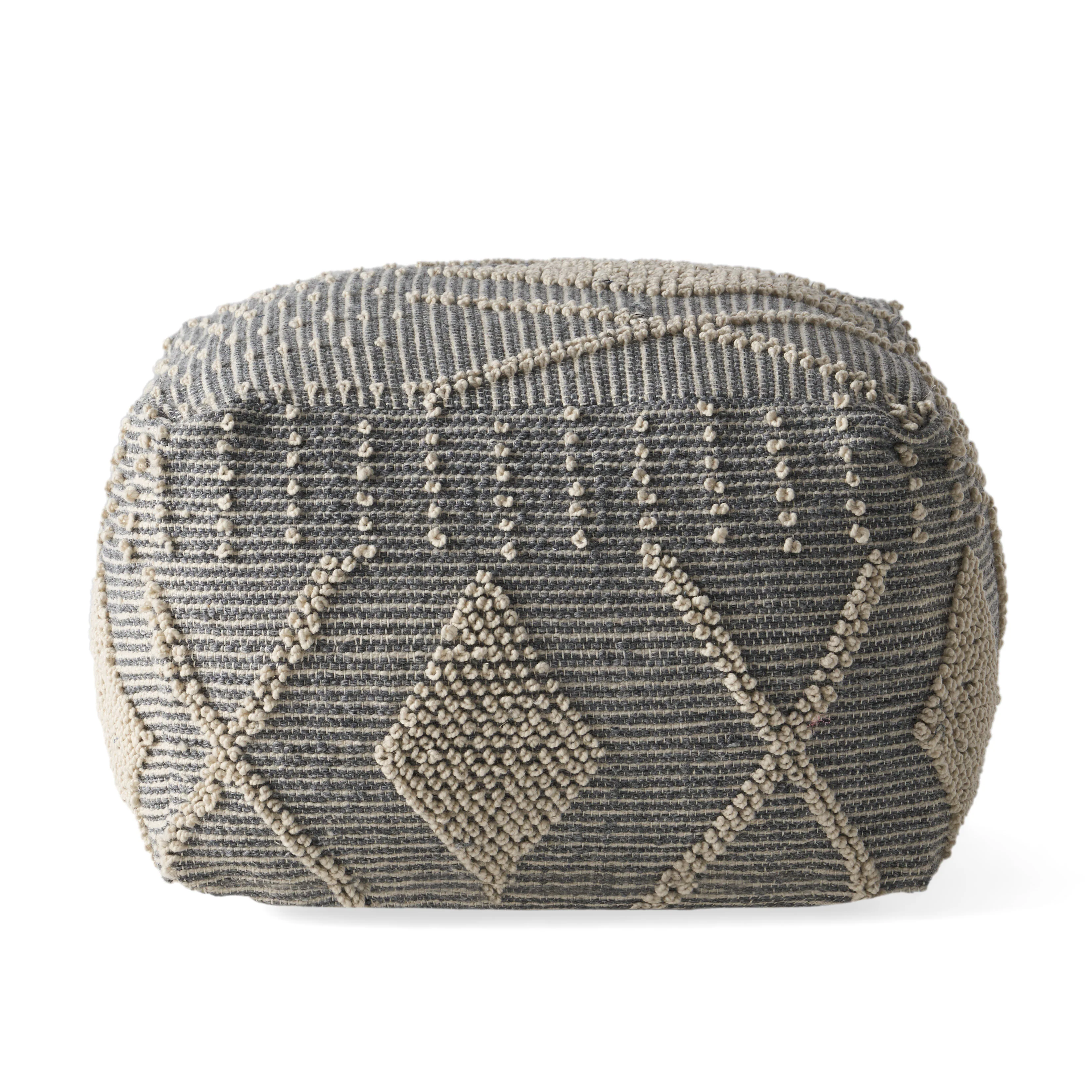 Dereka Contemporary Handcrafted Faux Yarn Pouf - furnishings