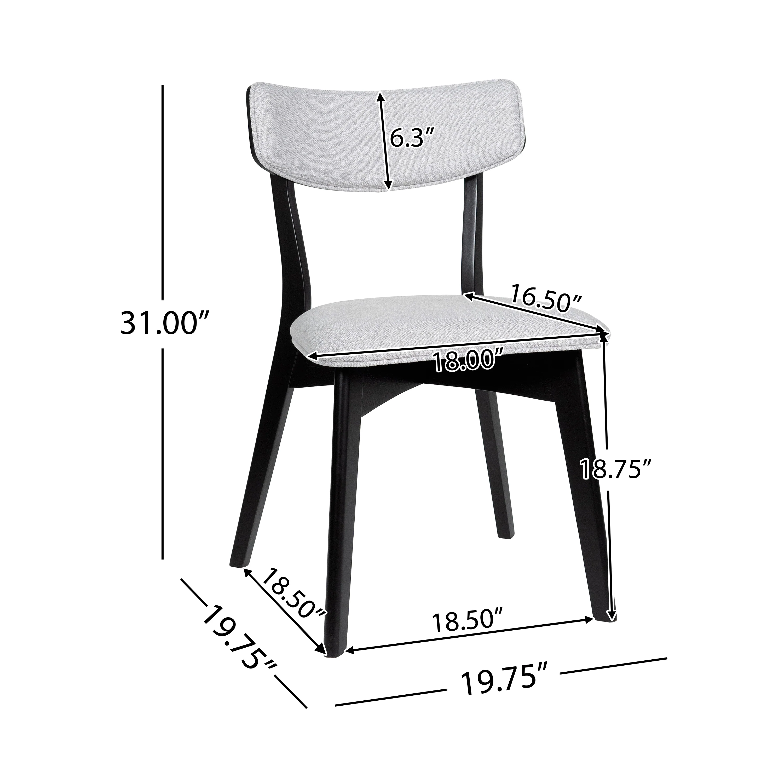 Crystal Mid Century Modern Fabric Upholstered Dining Chairs, Set of 2 - furnishings