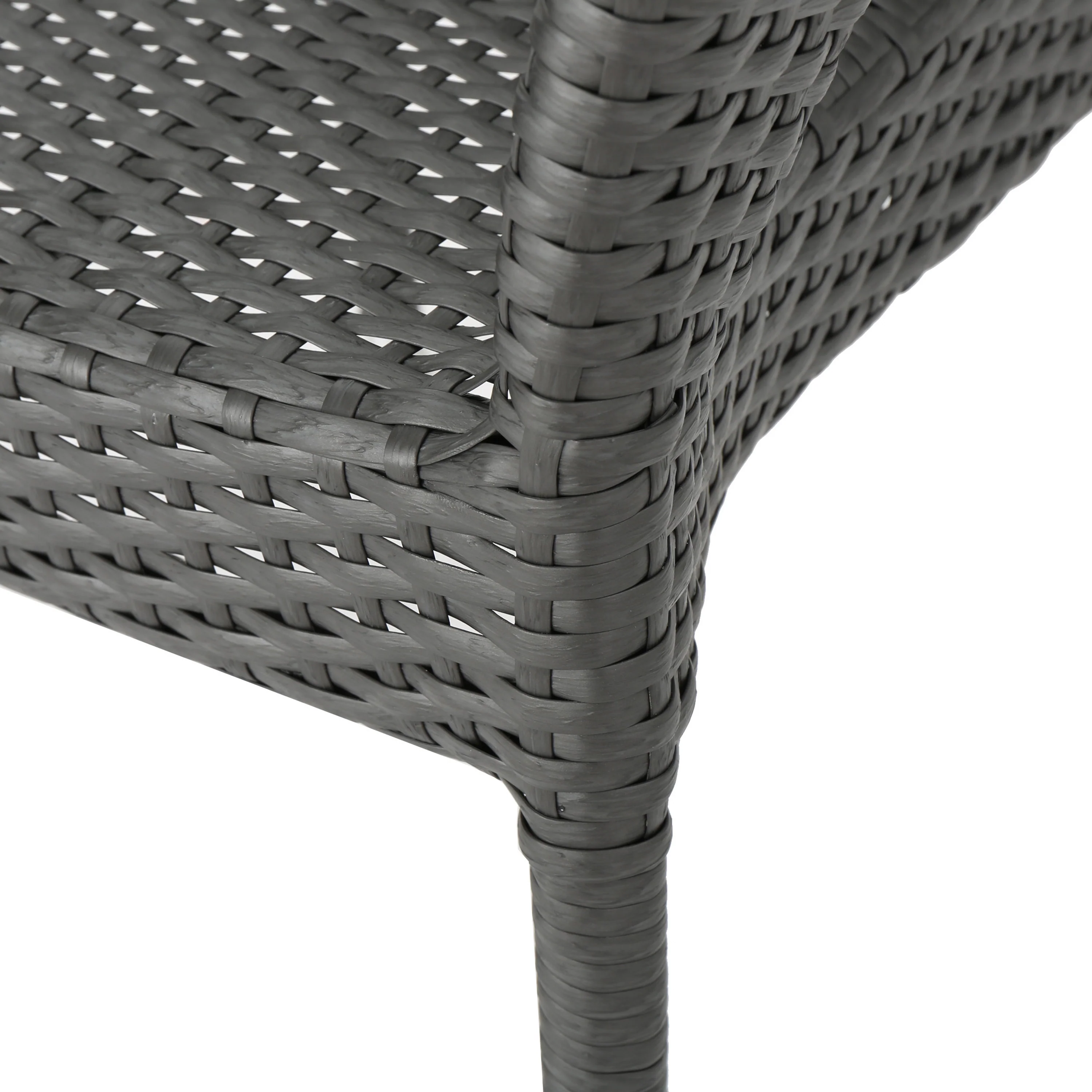 Kado Outdoor 7 Piece Wood and Wicker Dining Set, Gray and Gray - furnishings
