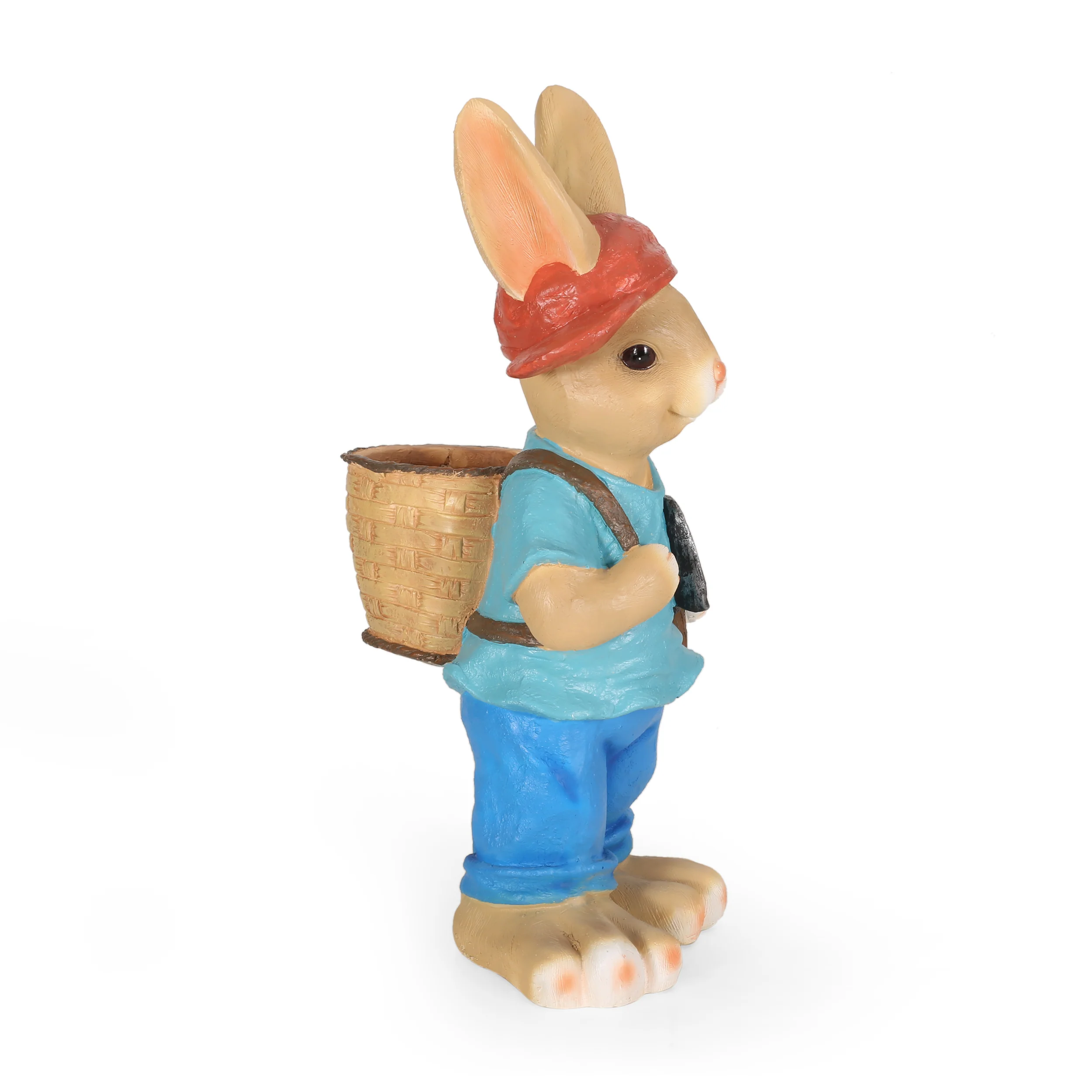 Hogeland Outdoor Decorative Rabbit Planter, Blue and Brown - furnishings