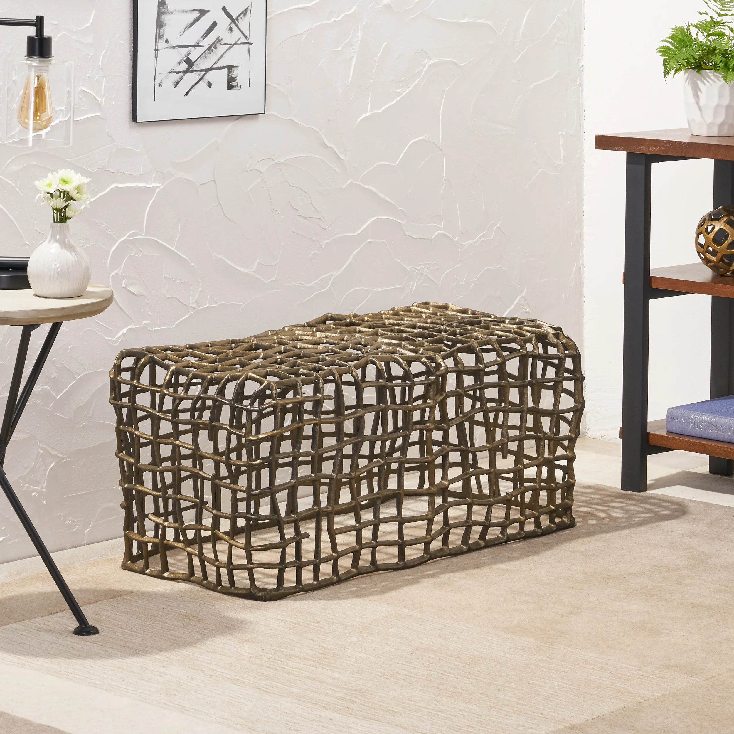 Doniyor Contemporary Aluminum Bench - furnishings