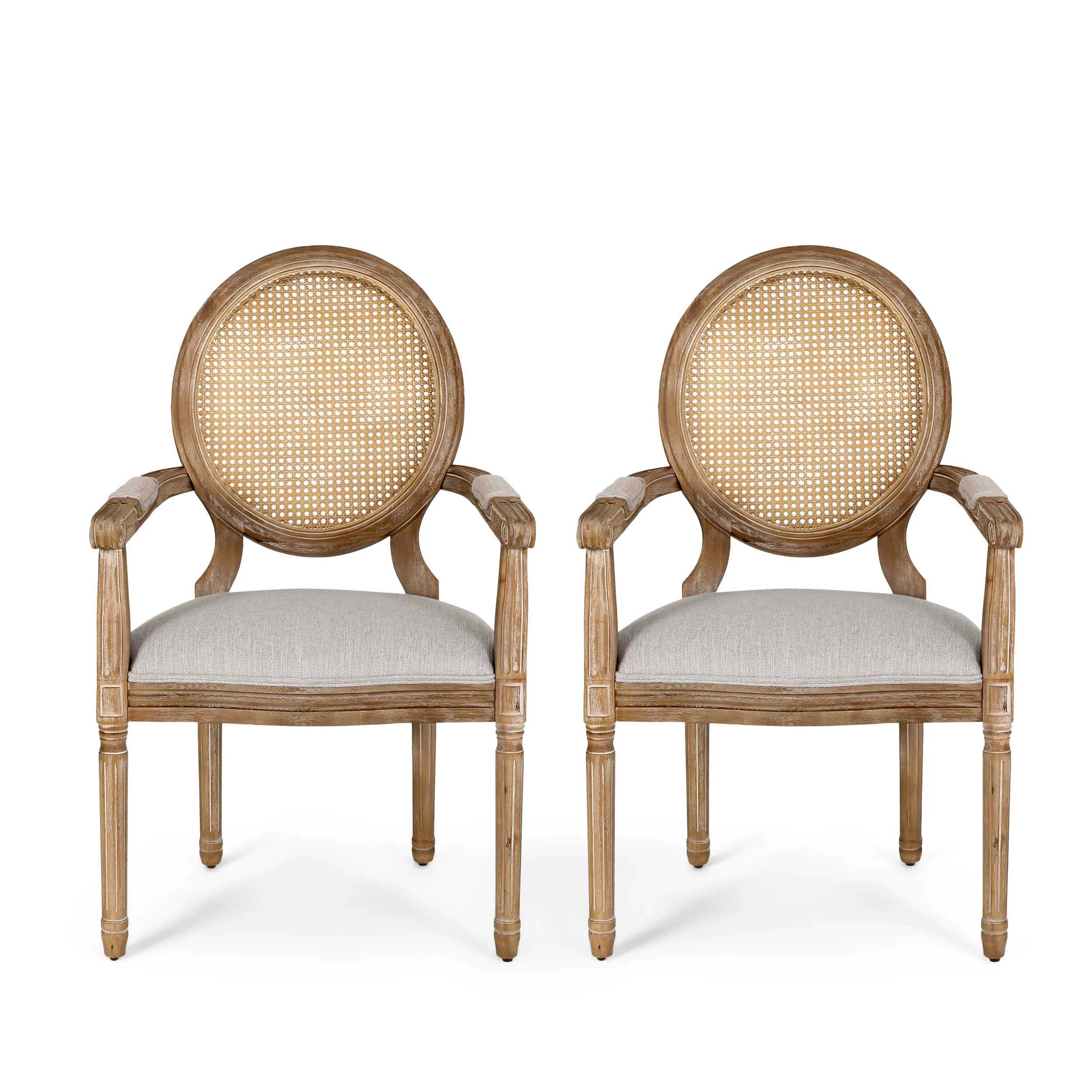 Aisenbrey French Country Wood and Cane Upholstered Dining Chair - furnishings