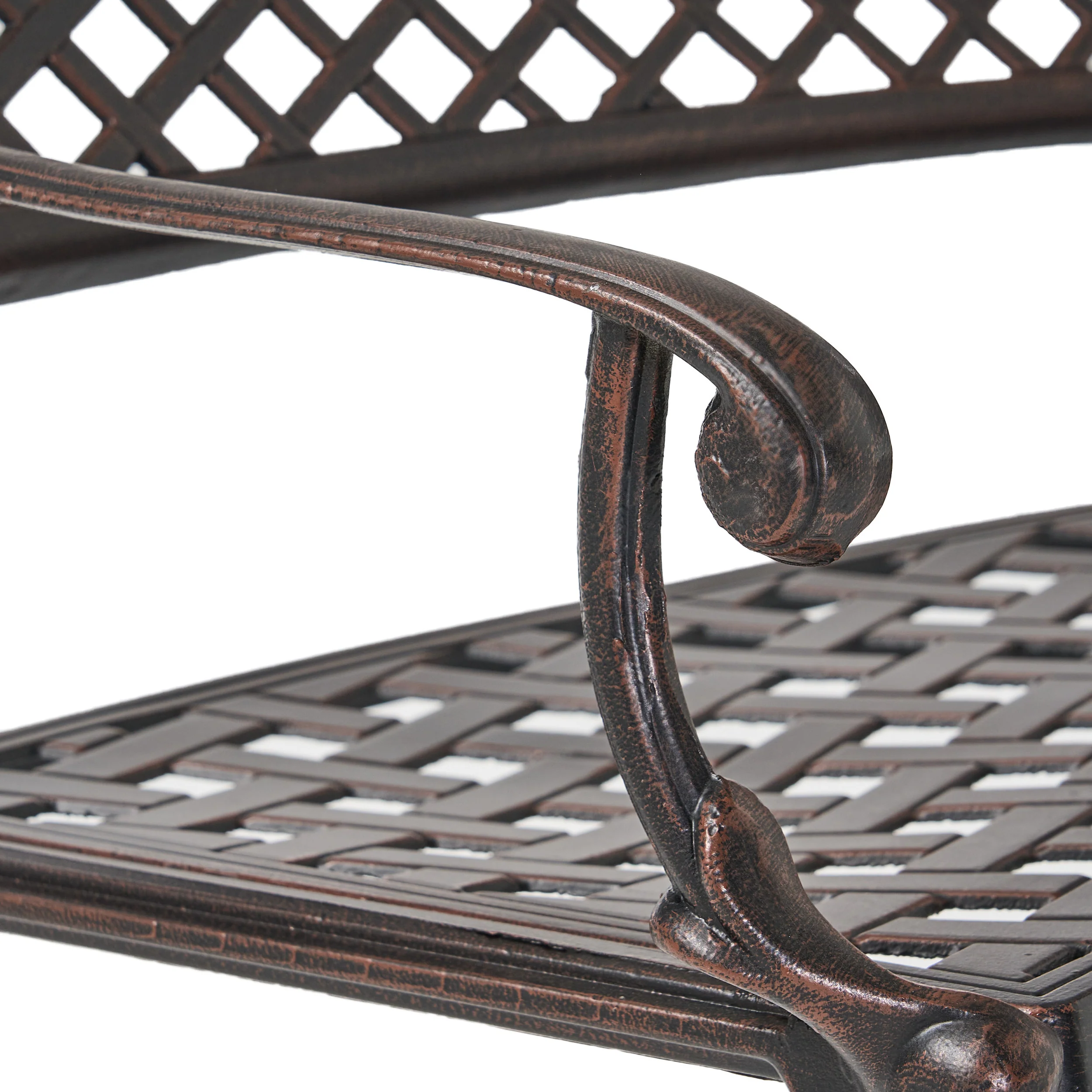 Bainbridge Outdoor Antique Copper Cast Aluminum Bench - furnishings