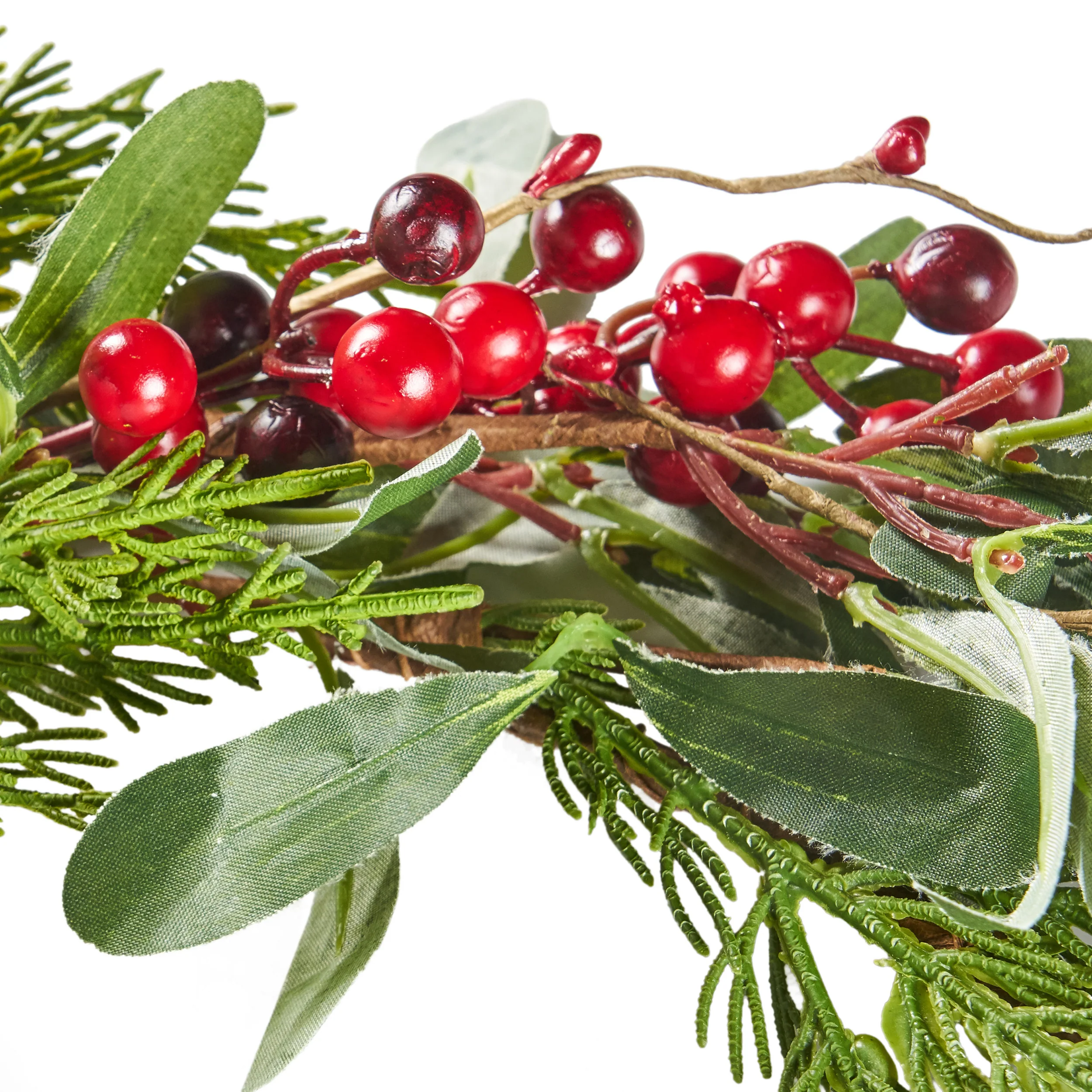 Turin 6-Foot Artificial Olive Leaf Garland with Red Berries - furnishings