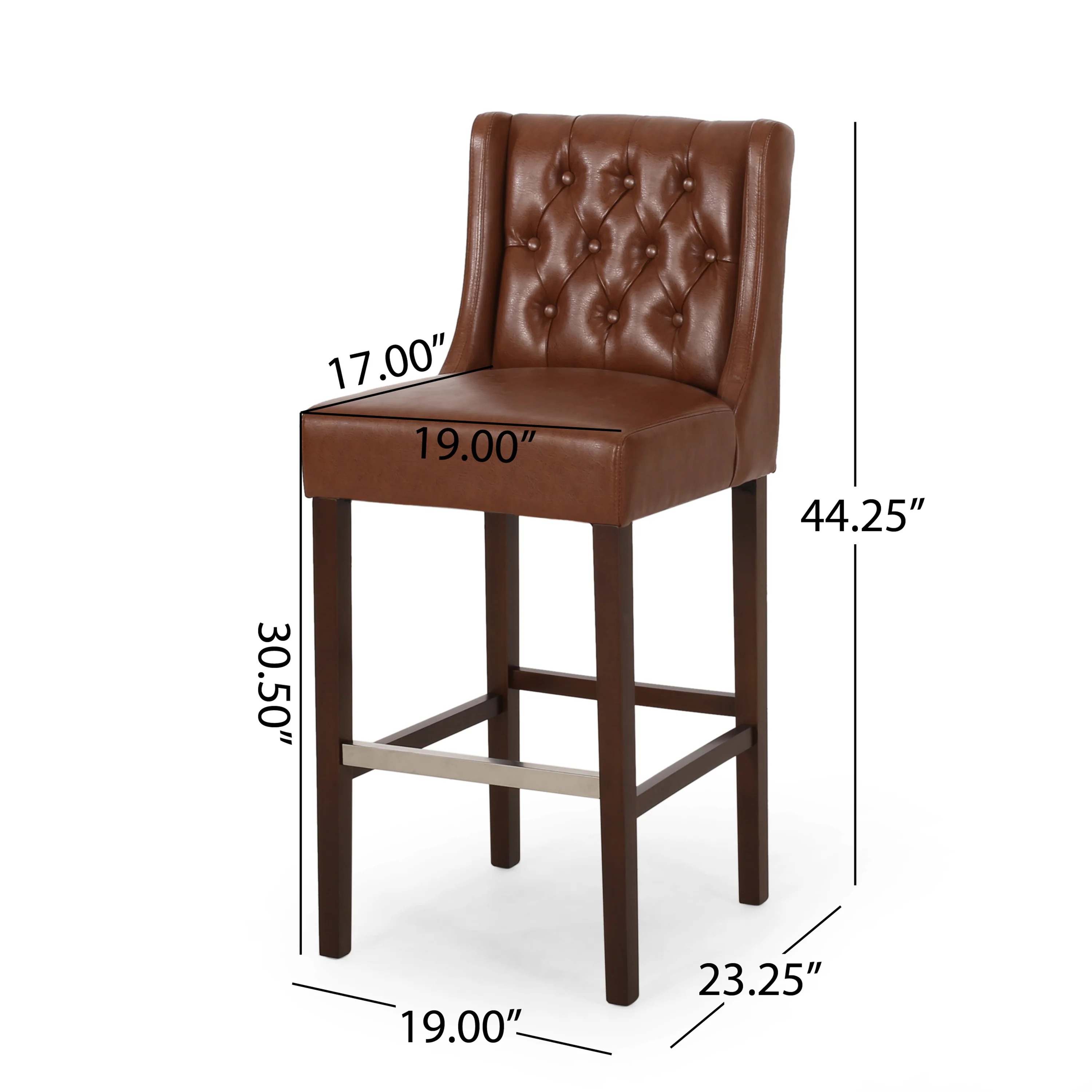 Leeandre Contemporary Wingback Faux Leather Barstools (Set of 2) - furnishings