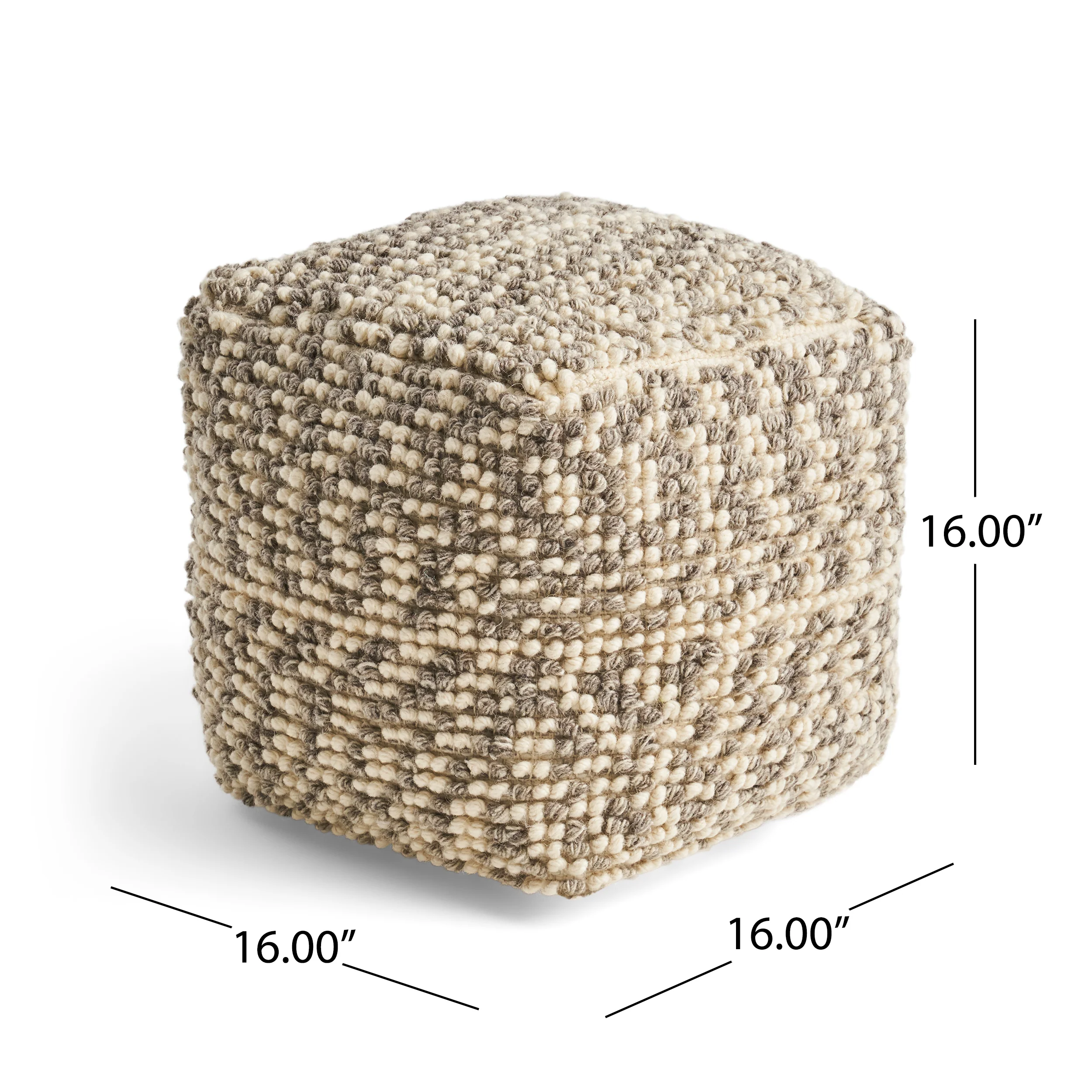 Zoriah Boho Wool and Cotton Ottoman Pouf - furnishings