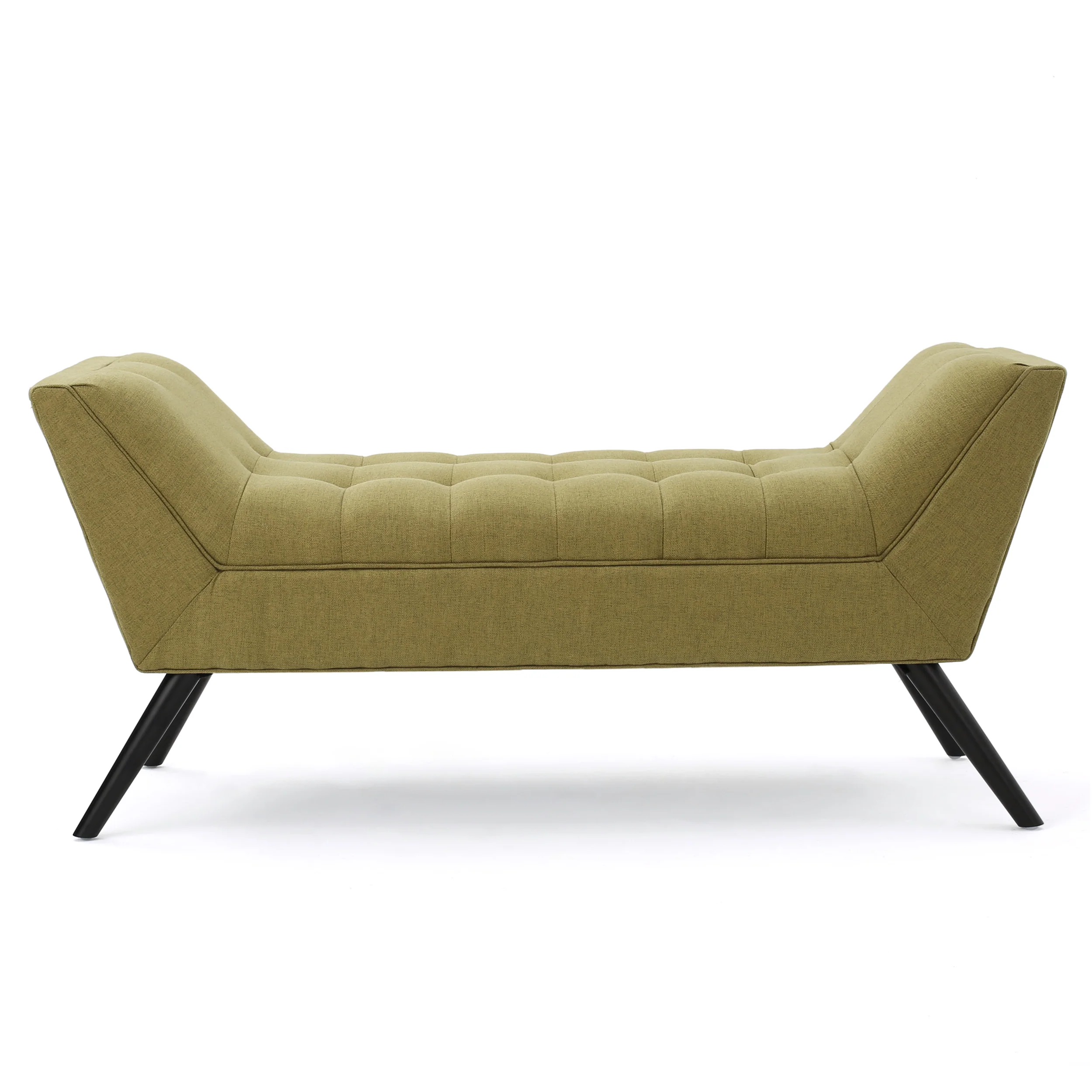 Madrid Mid-Century Modern Tufted Fabric Ottoman Bench with Tapered Legs - furnishings