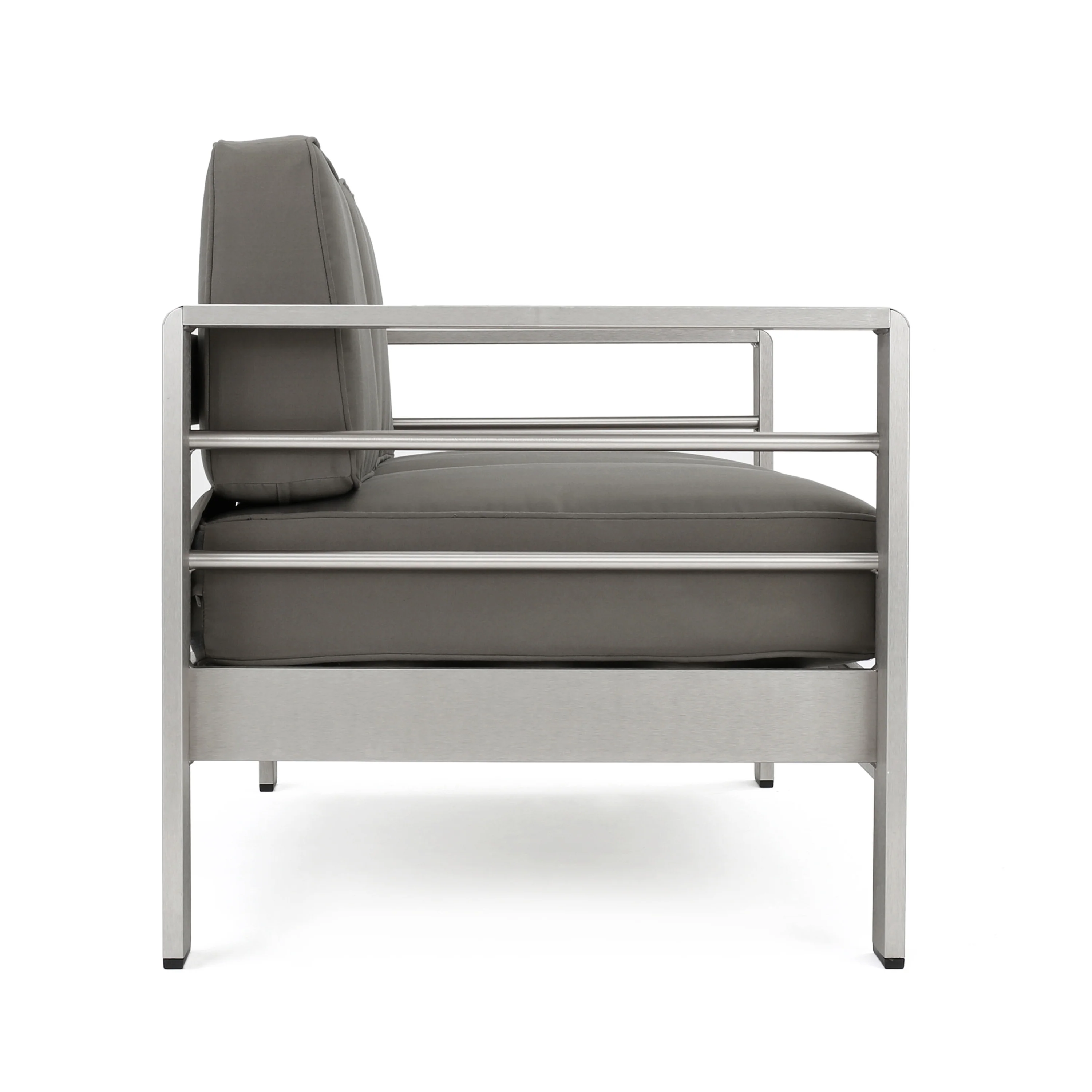 Crested Bay 5pc Modern Outdoor Aluminum Sofa & Chairs Set With Fire Pit - furnishings