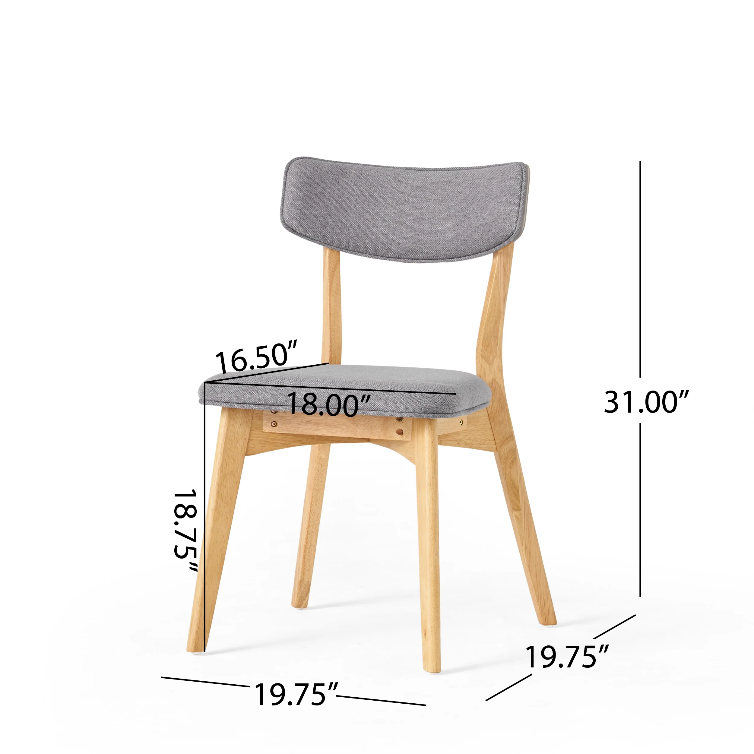 Turat Mid Century Fabric Dining Chairs with Natural Oak Finish(Set of 2) - furnishings