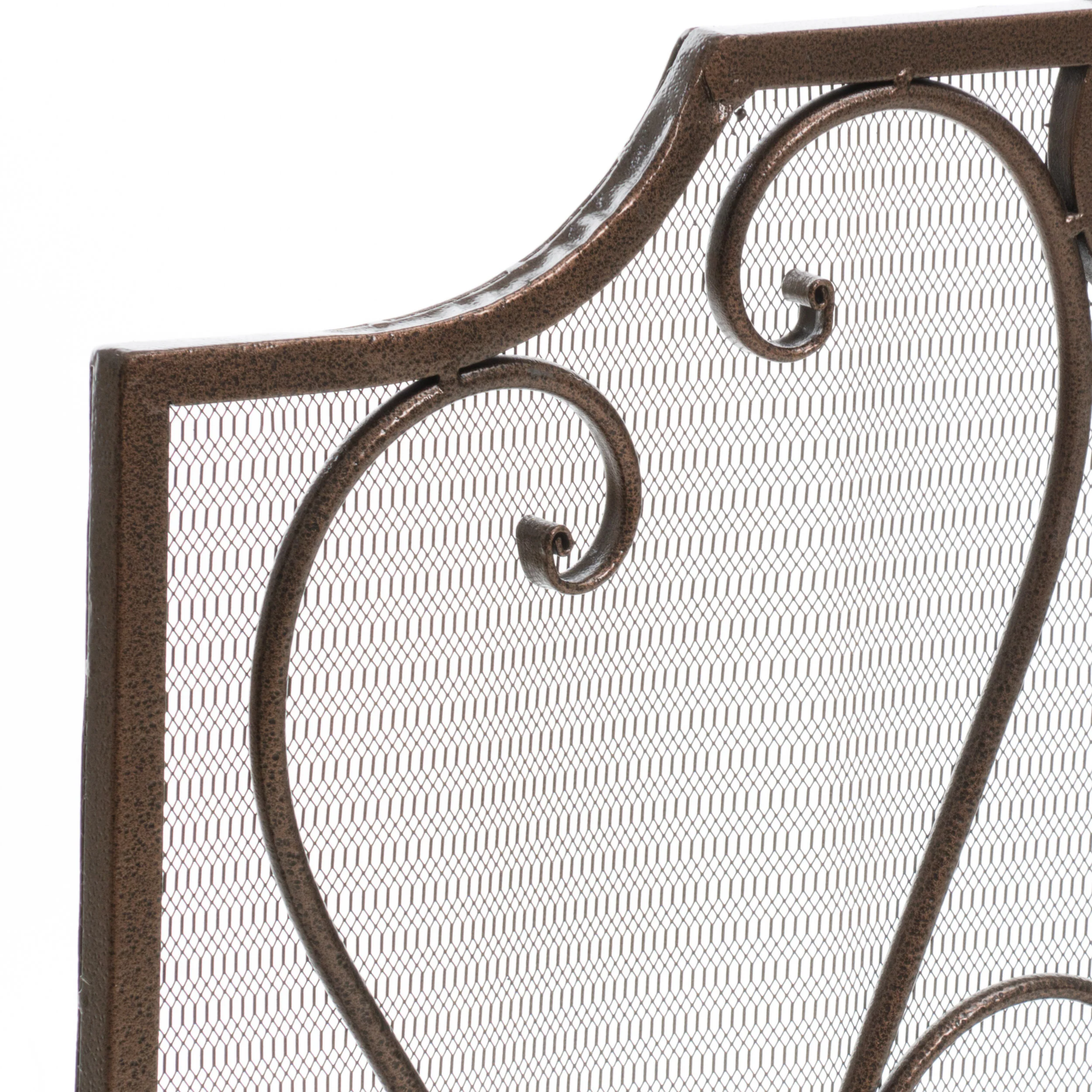 Adalia Black Brushed Gold Finish Wrought Iron Fireplace Screen - furnishings