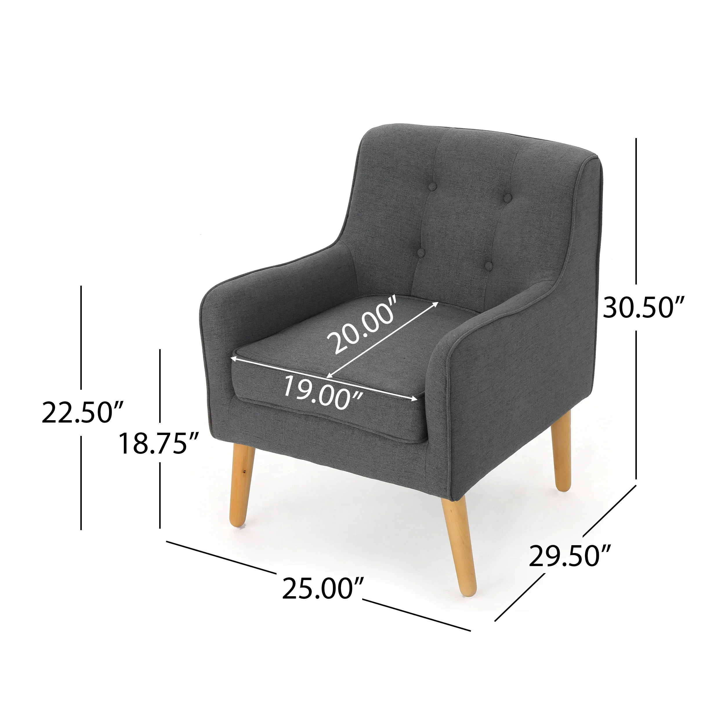 Fontinella Mid Century Tufted Back Fabric Arm Chair - furnishings