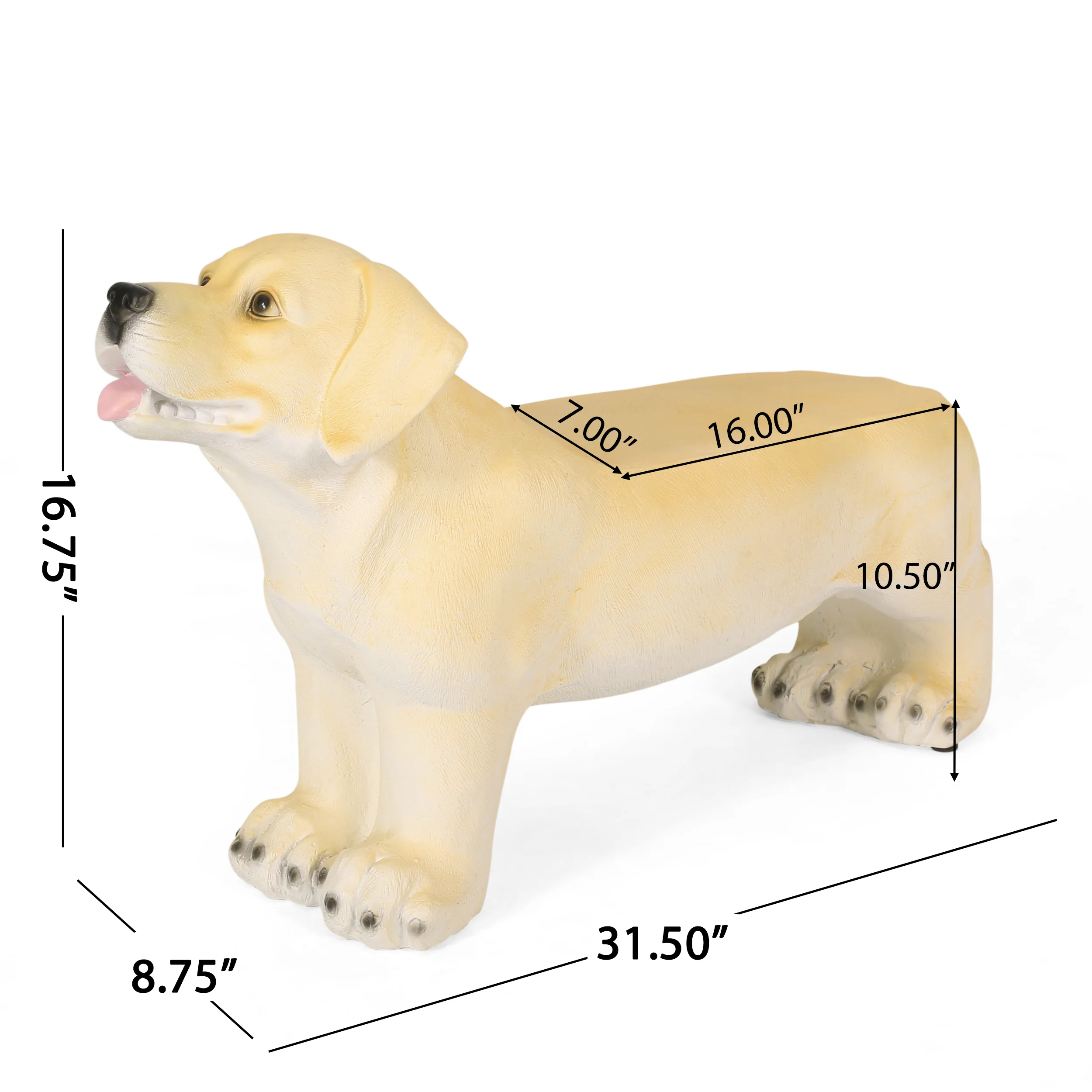 Hargis Outdoor Labrador Dog Garden Bench, Light Brown - furnishings