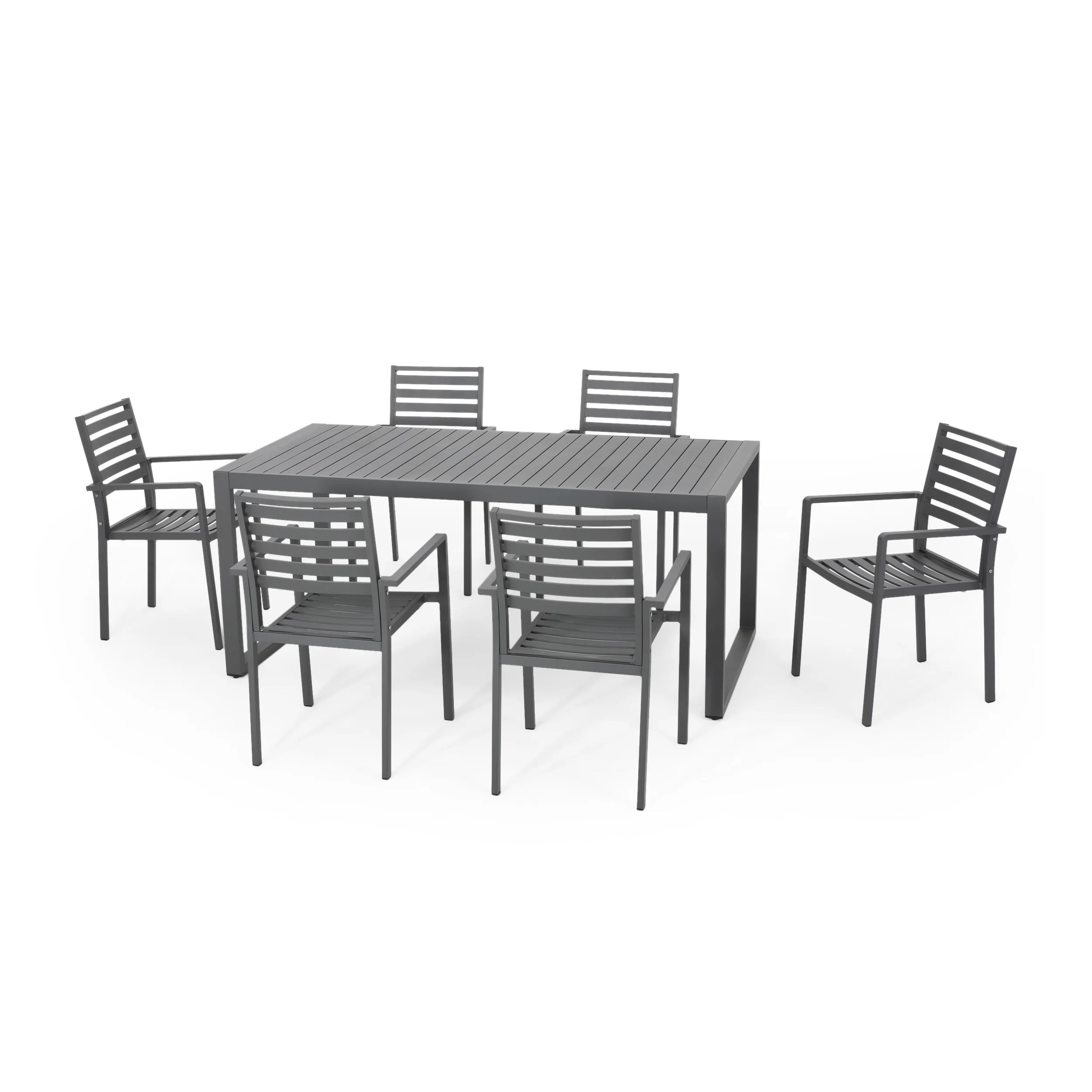 Fatiha 6 Seater Aluminum Dining Set - furnishings
