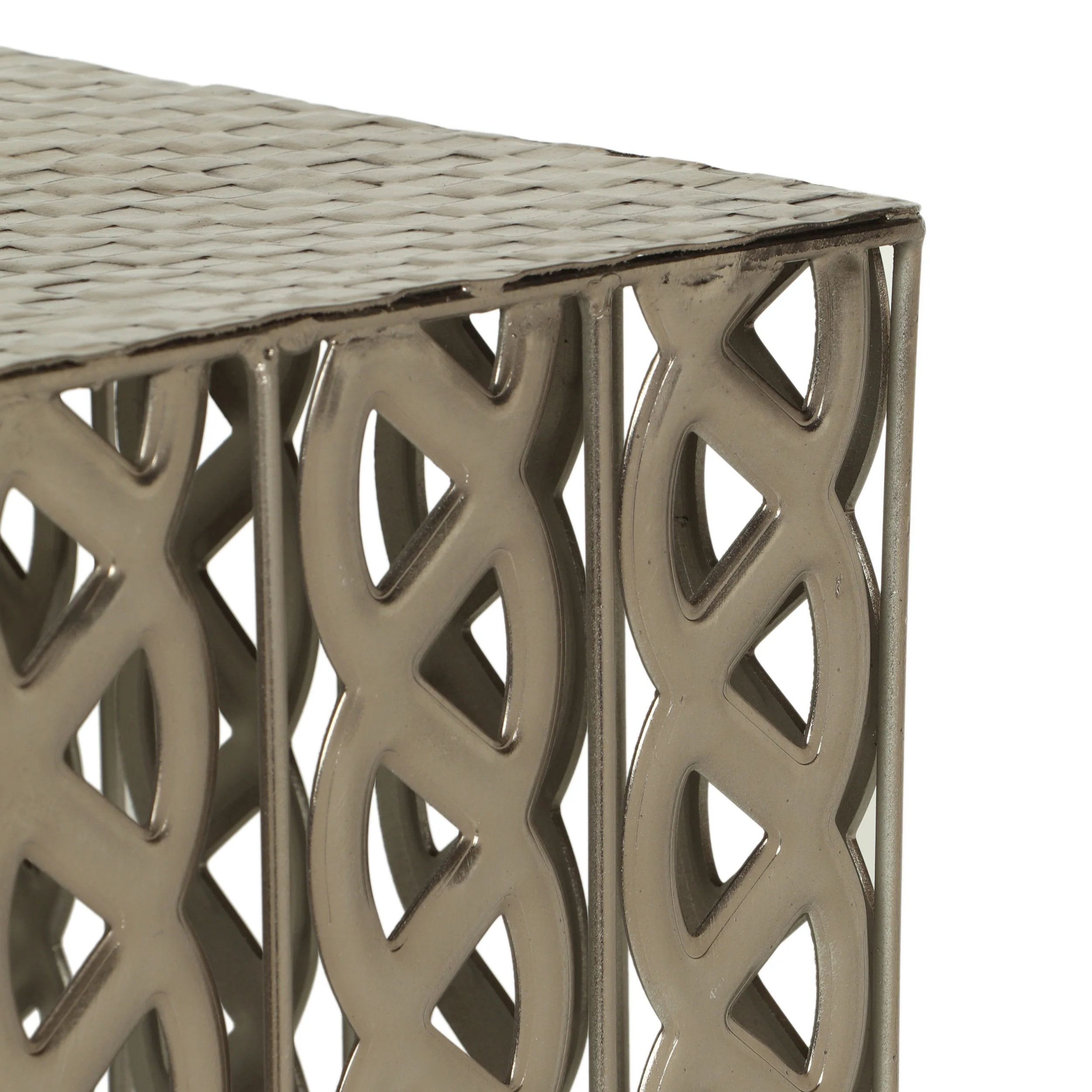 Valen Modern Square Iron Accent Table, Nickel Antique - furnishings