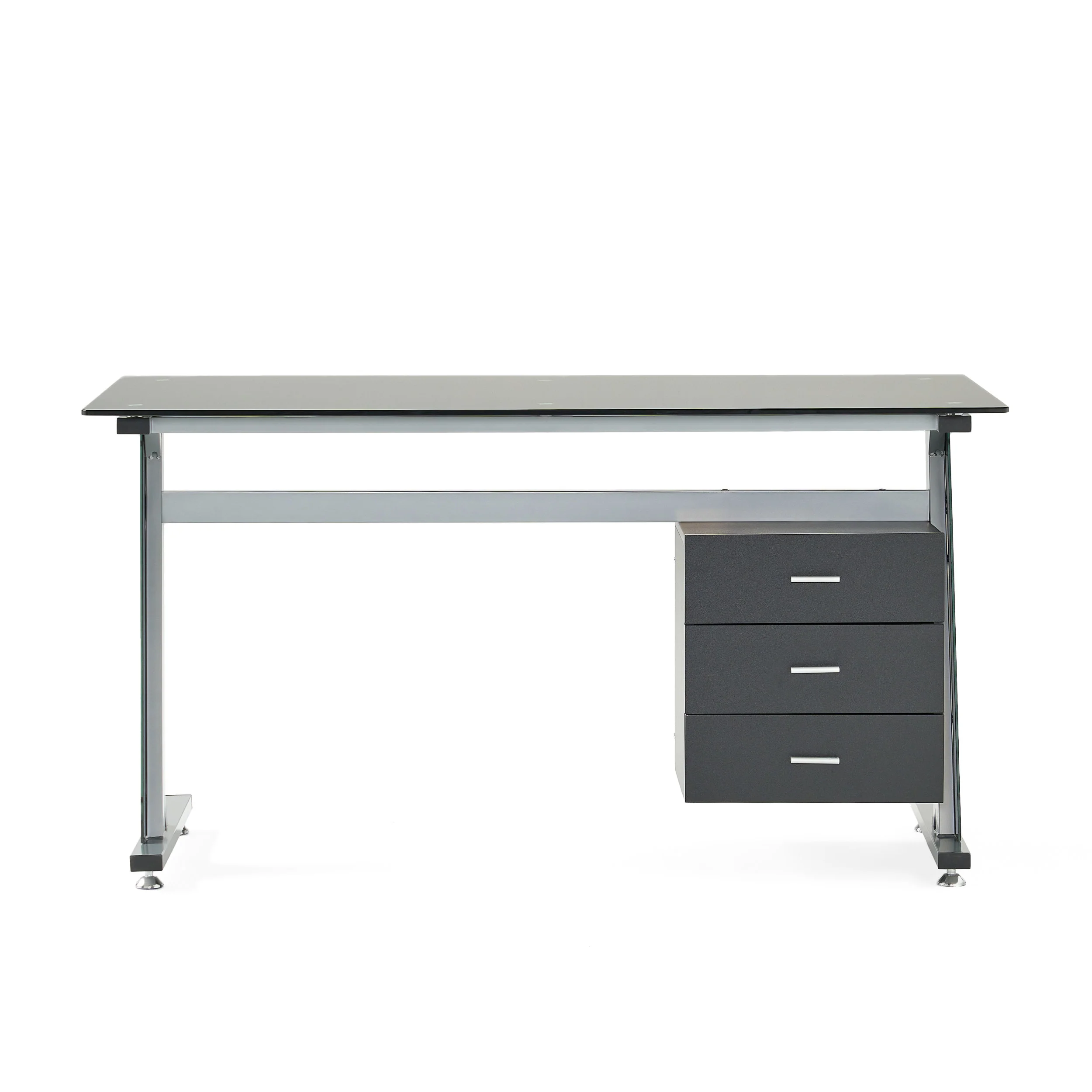 Berlin Modern Tempered Glass Computer Desk with Storage - furnishings