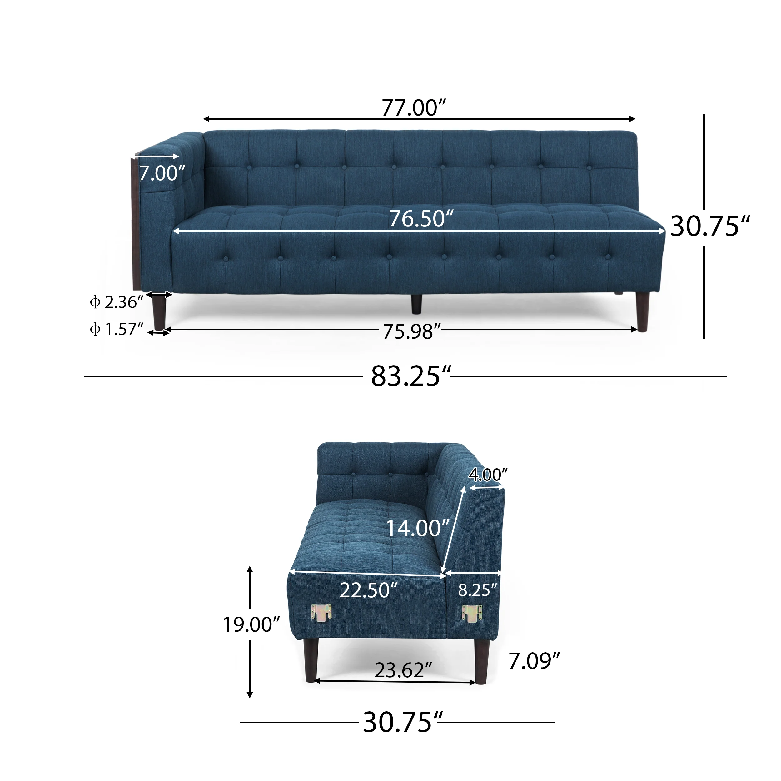 Warnock Mid-Century Modern Fabric Tufted Sectional Sofa Set - furnishings