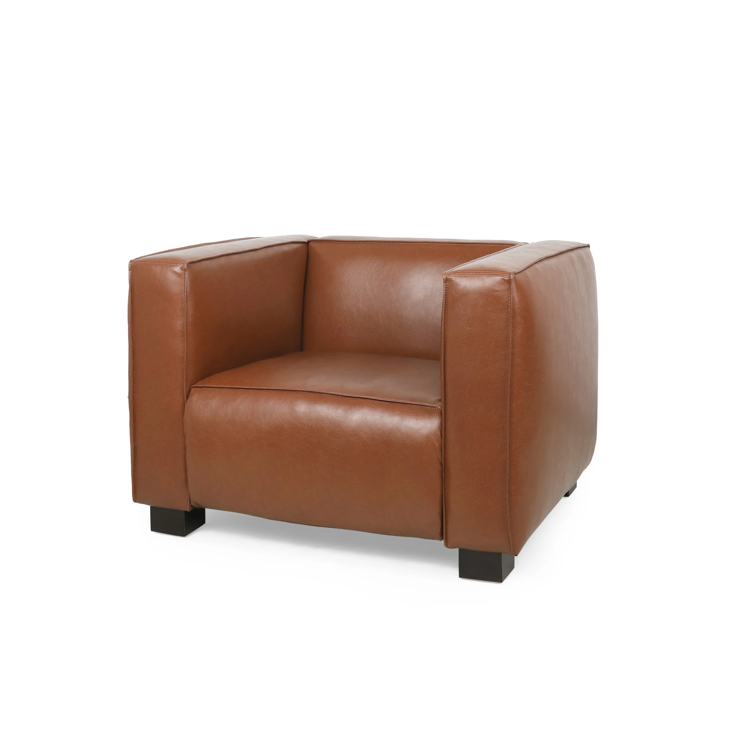 Minkler Contemporary Faux Leather Club Chair - furnishings