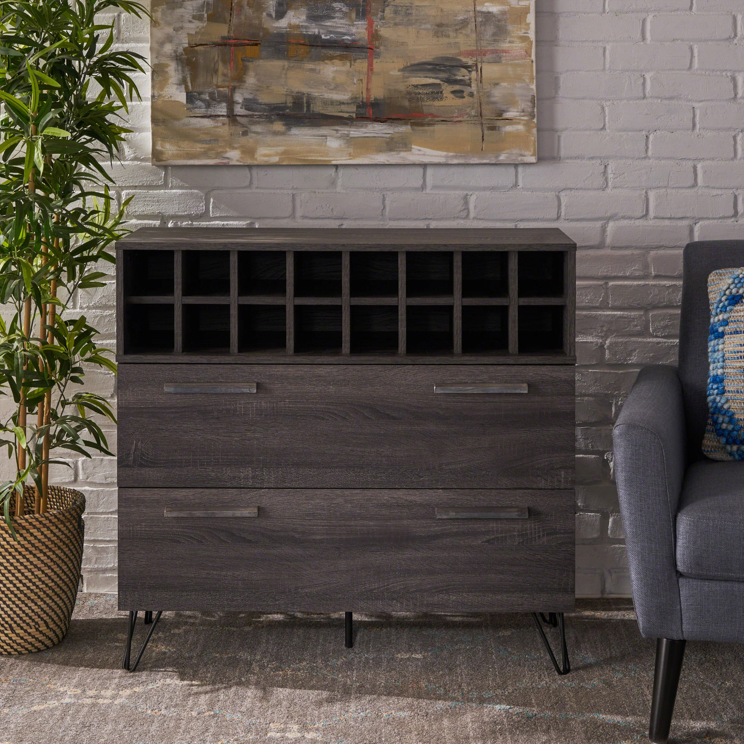 Annabelle Mid Century Modern Wine Rack Bar Cabinet - furnishings