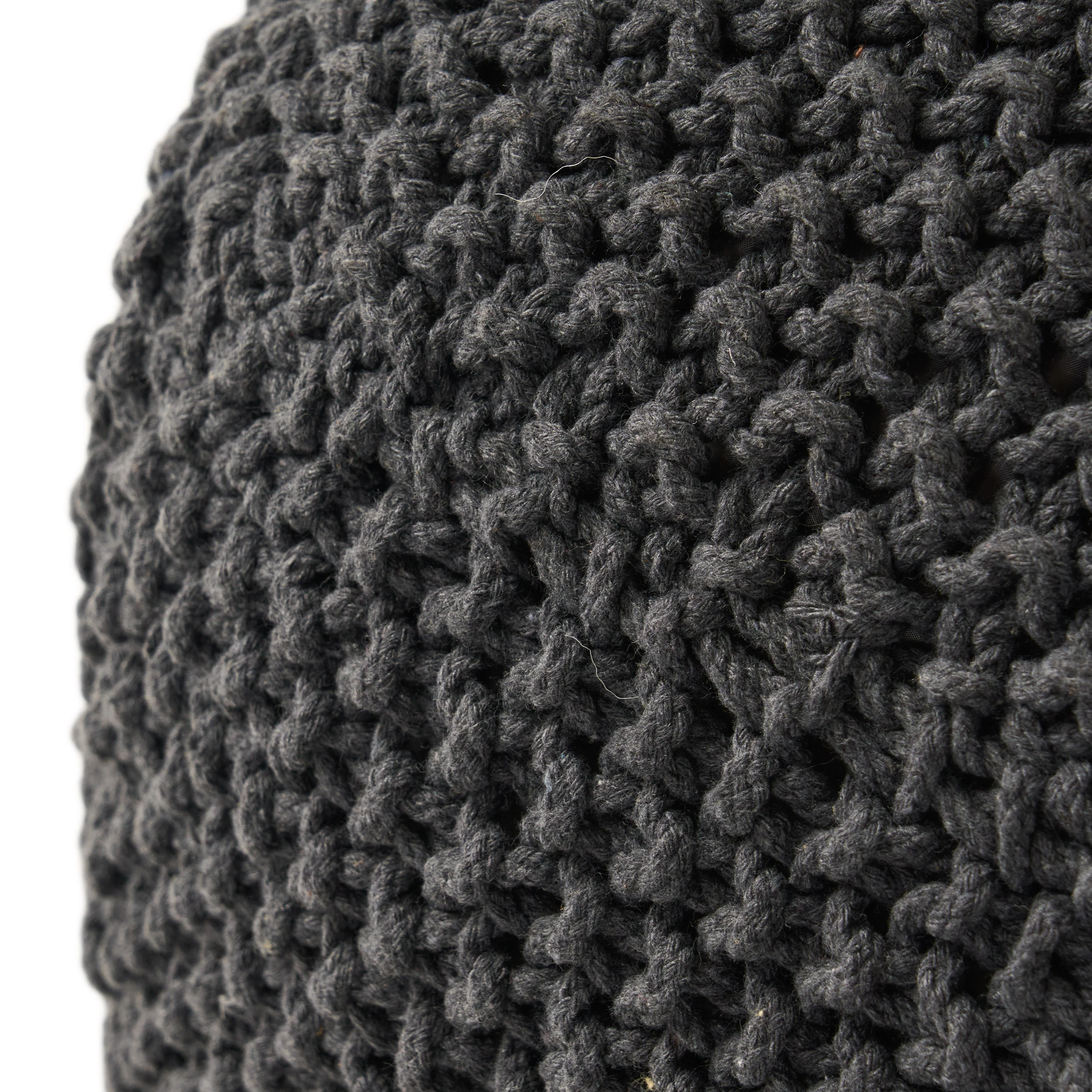 Teresa Modern Knitted Cotton Cube Pouf - furnishings