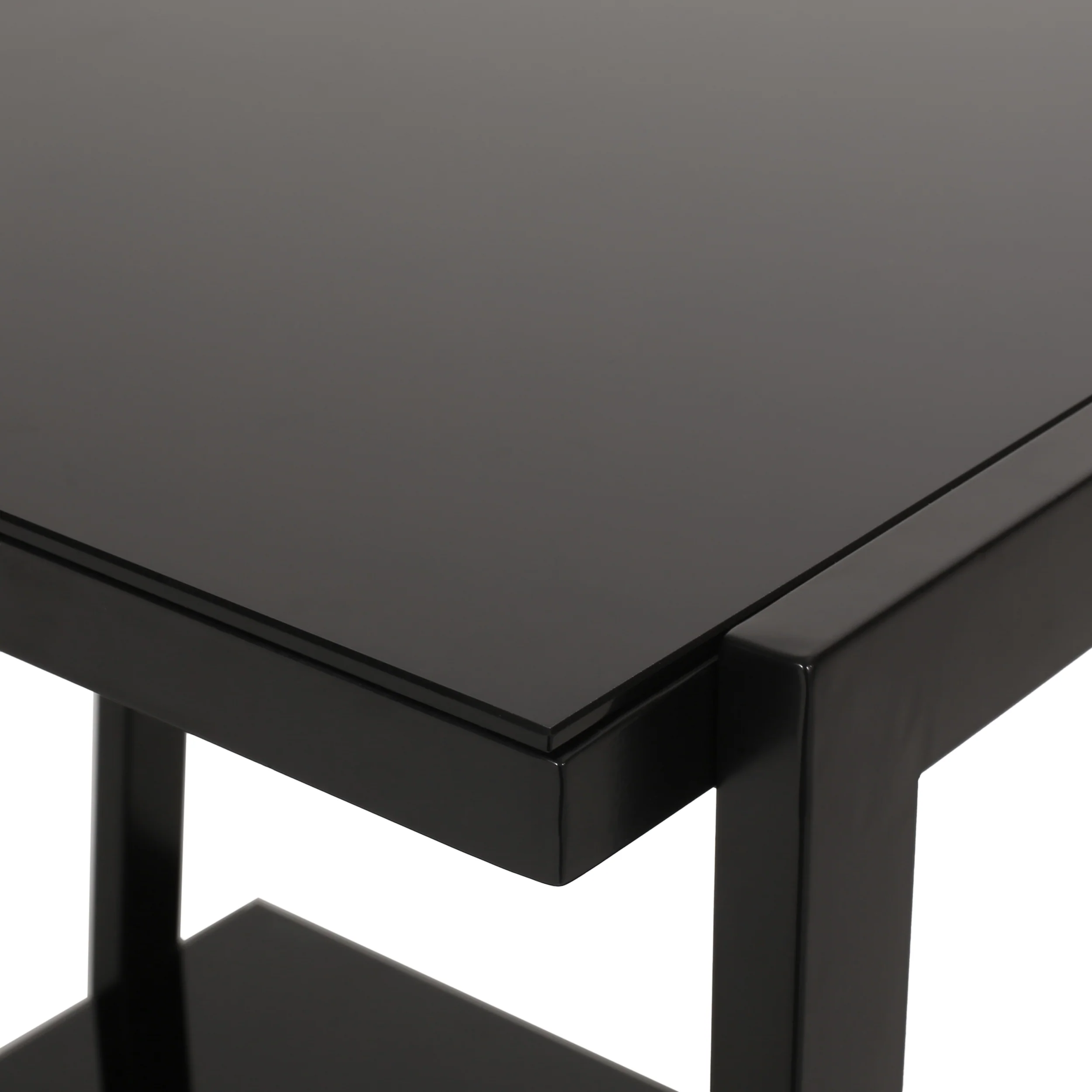 Tilley Modern Glass Top Side Table with Shelf, Black - furnishings