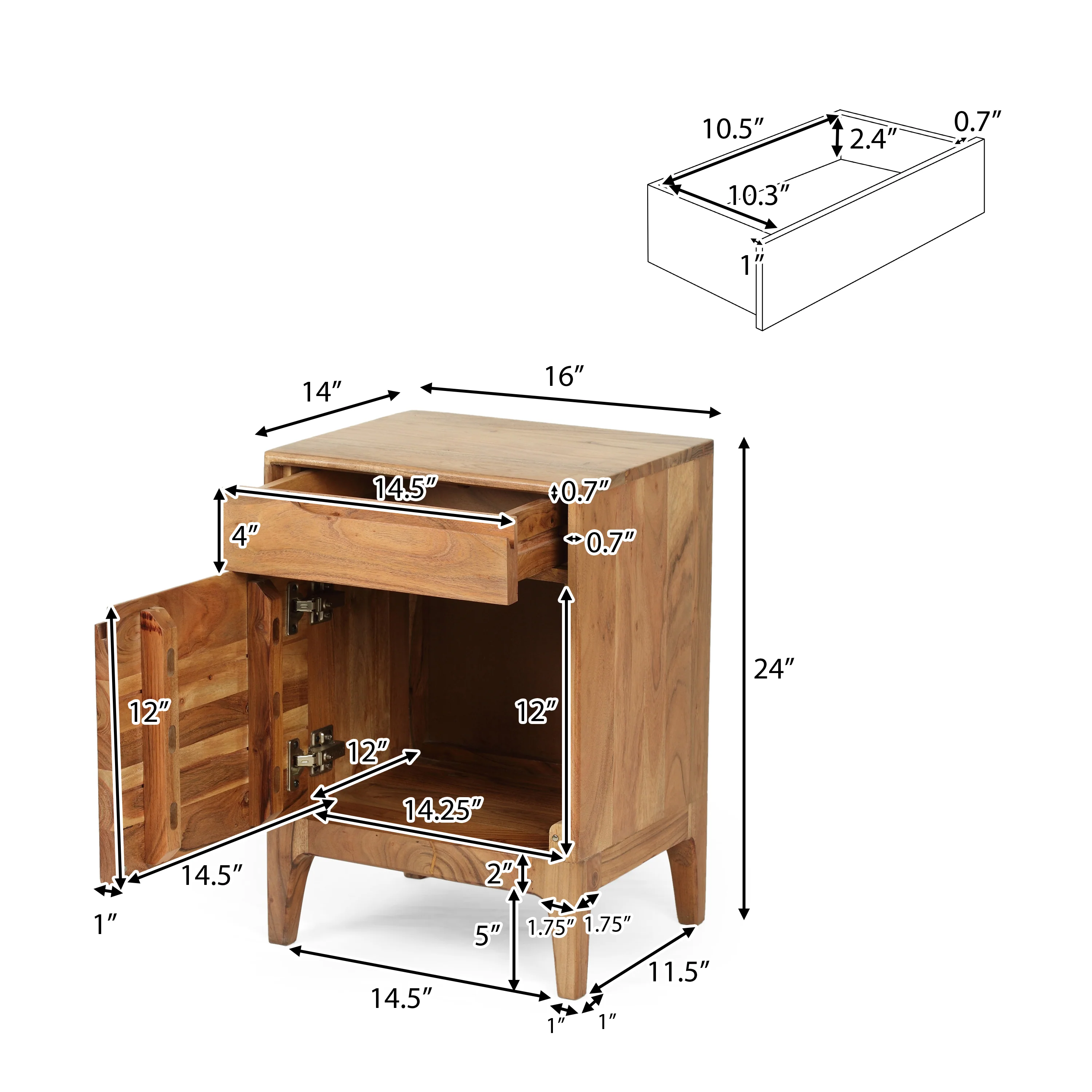 Letitia Modern Acacia Wood Side Table - furnishings