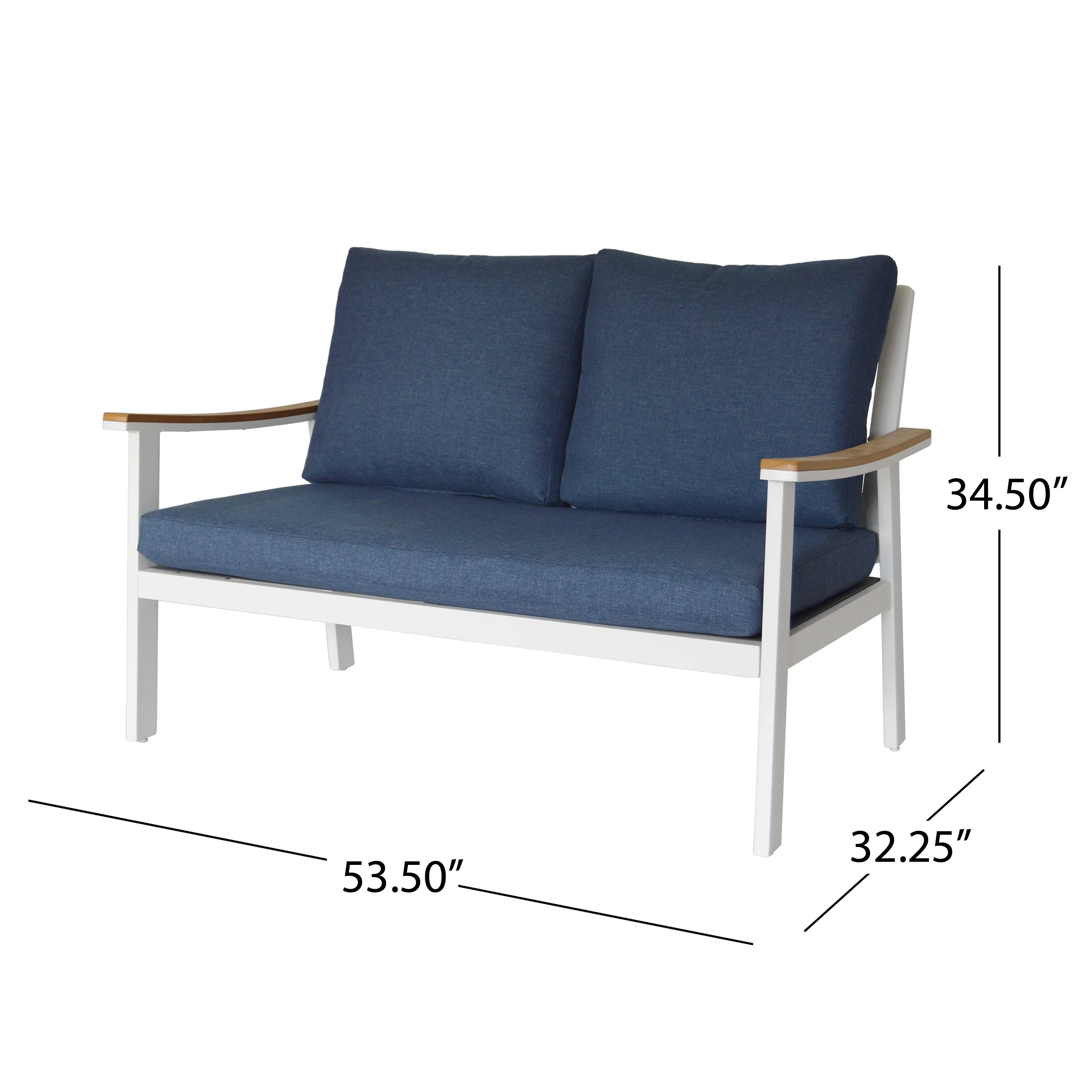 Mathias Outdoor 4 Piece Aluminum and Faux Wood Chat Set with Cushions - furnishings