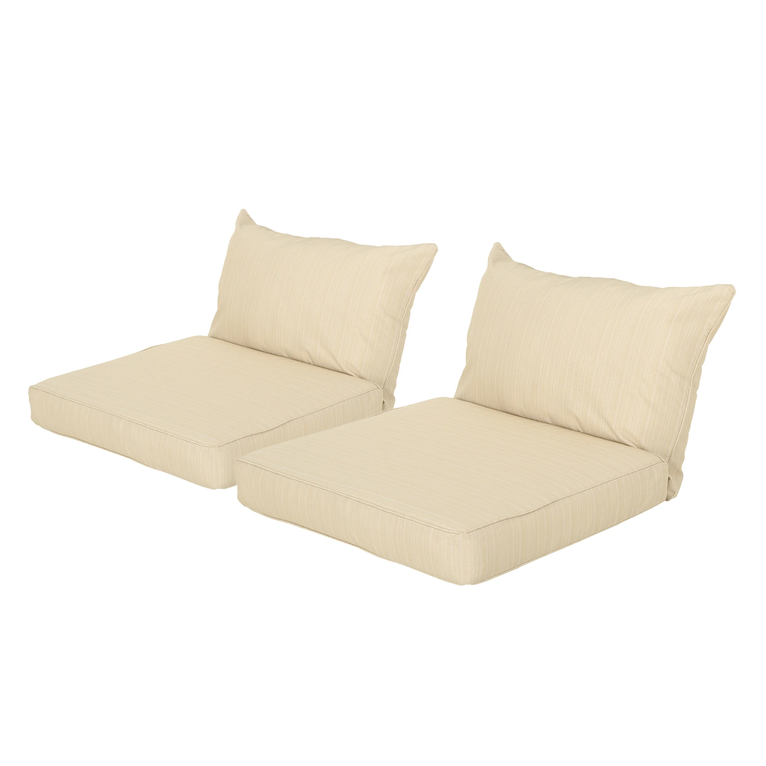 Luciella Outdoor Water Resistant Fabric Club Chair Cushions with Piping (Set of 2) - furnishings