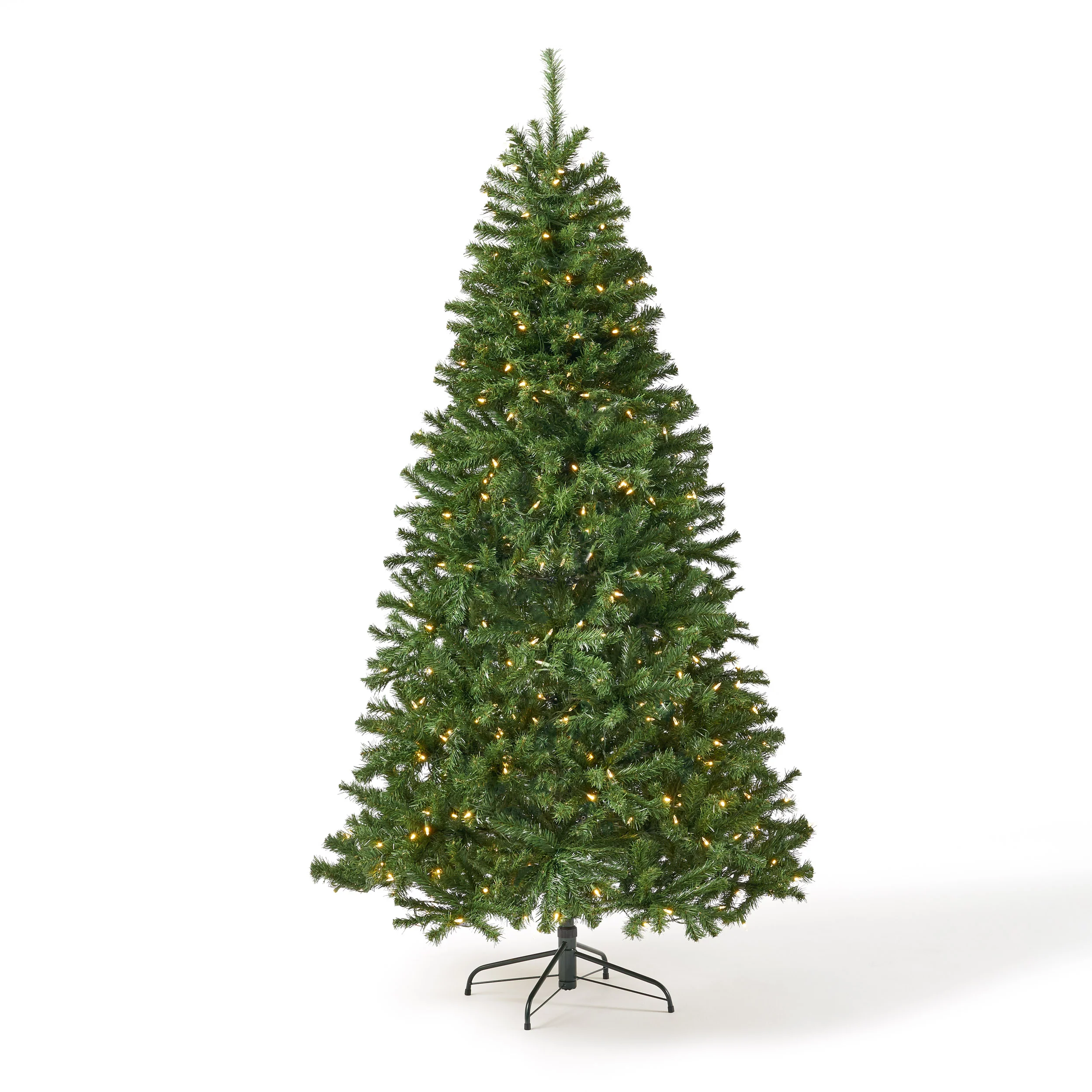 7-foot Noble Fir Pre-Lit Clear LED Hinged Artificial Christmas Tree - furnishings
