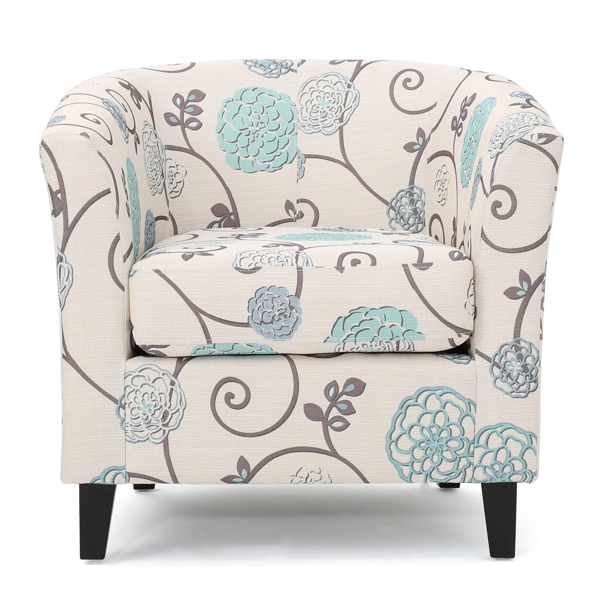Palisades White and Blue Fabric Club Chair - furnishings