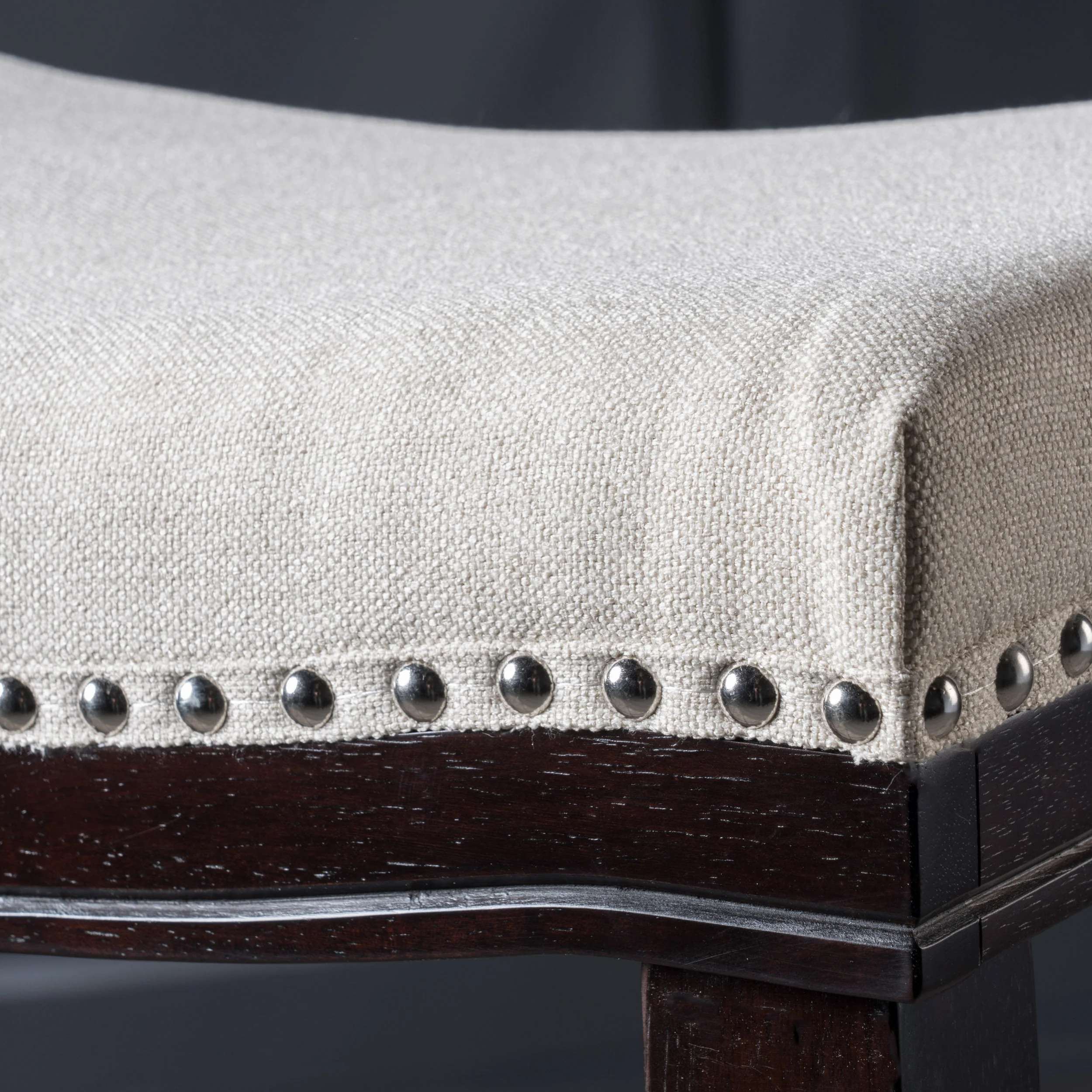 Estes Studded 30 Inch Beige Fabric Saddle Barstool, Set of 2 - furnishings