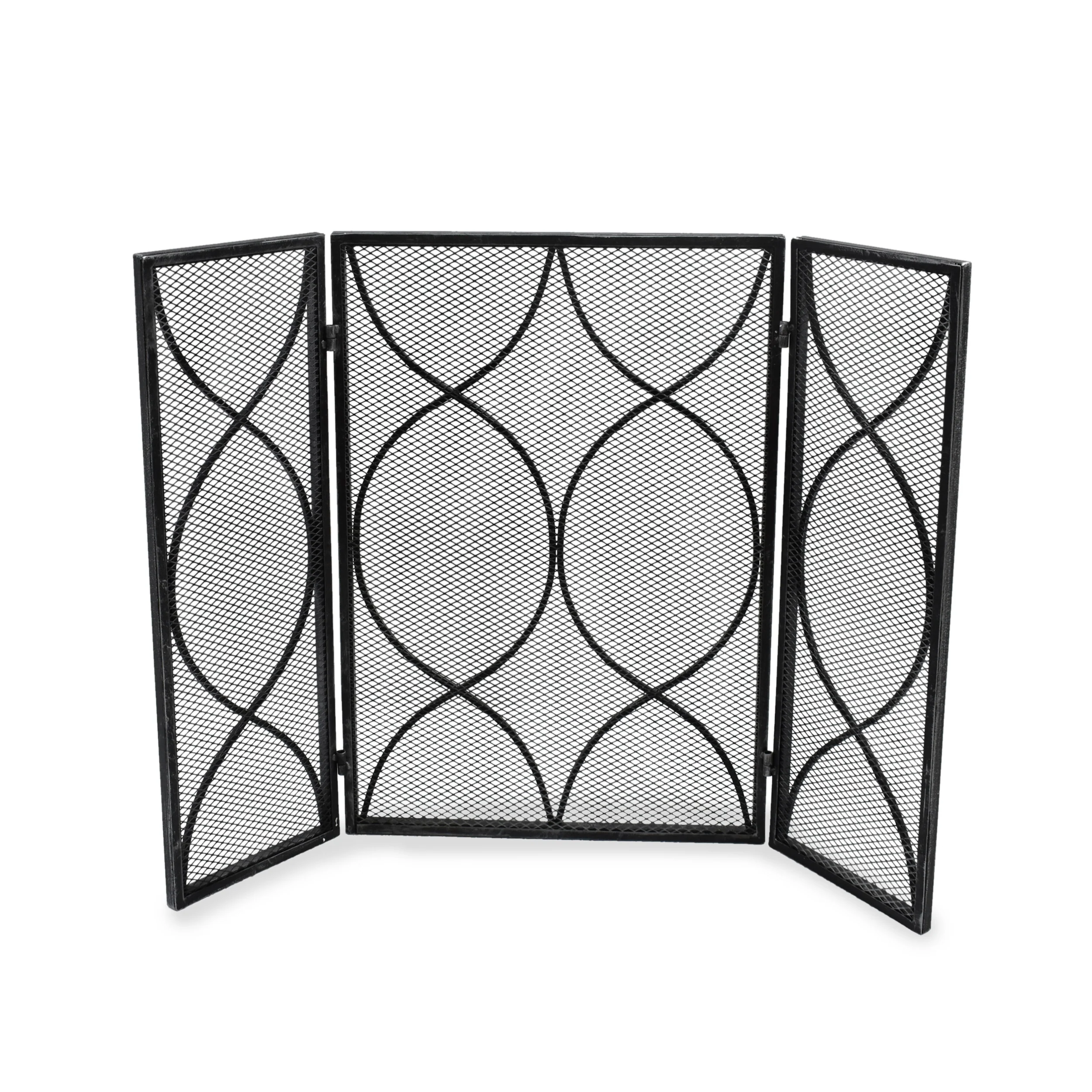Laylah Modern Three Panel Iron Firescreen - furnishings