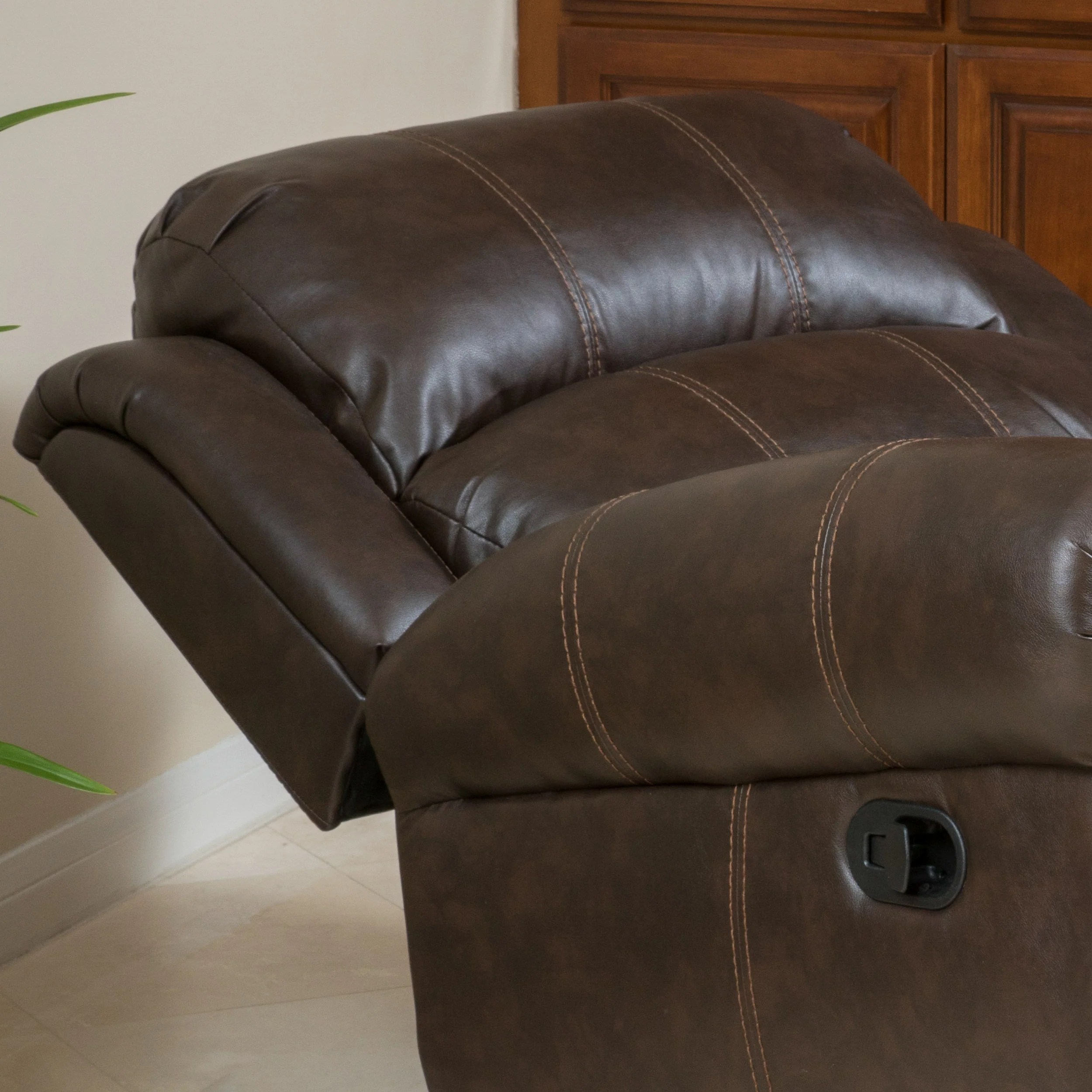 Harbor Contemporary Upholstered Faux Leather Gliding Recliner - furnishings