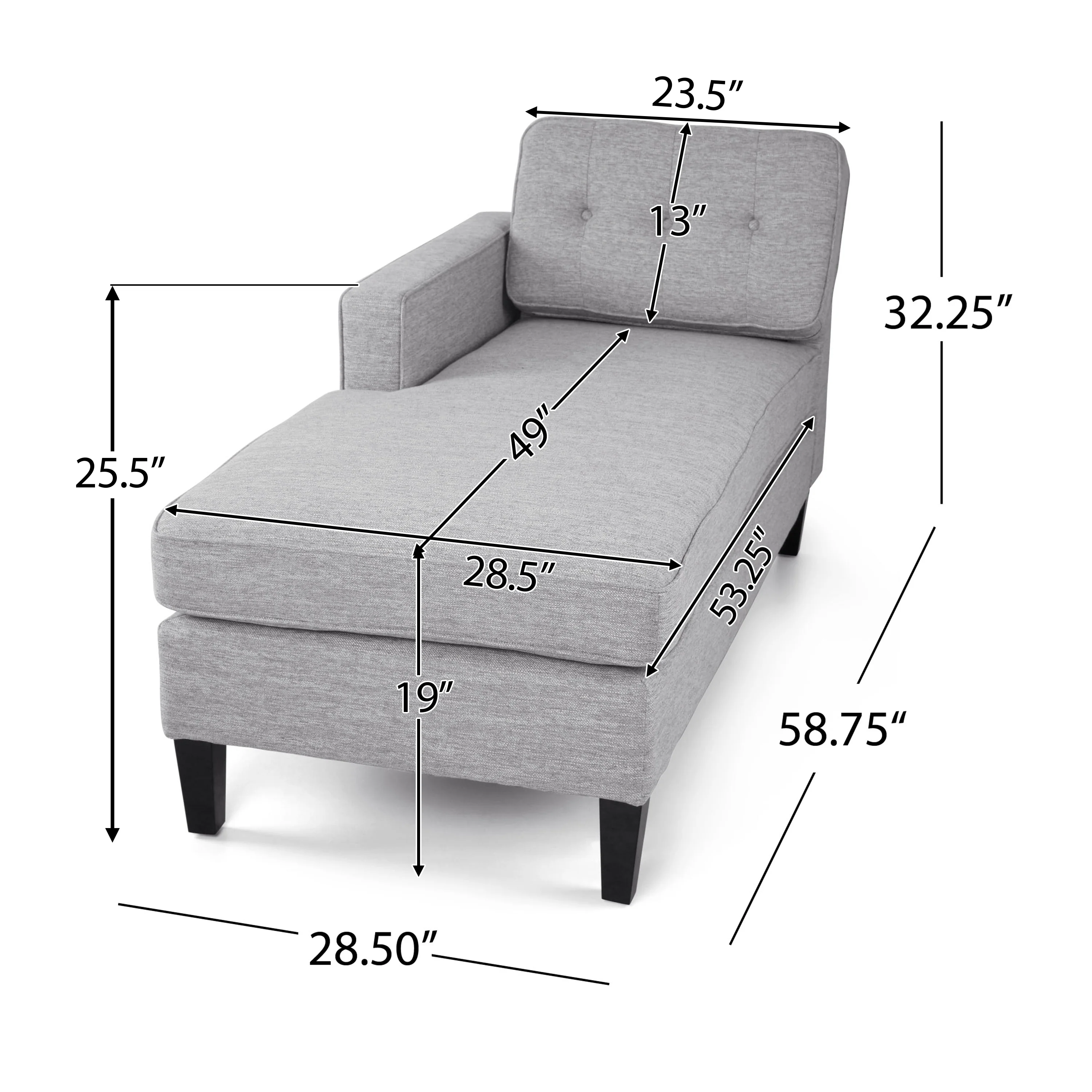 Tempe Fabric Left Arm Chaise Lounge - furnishings