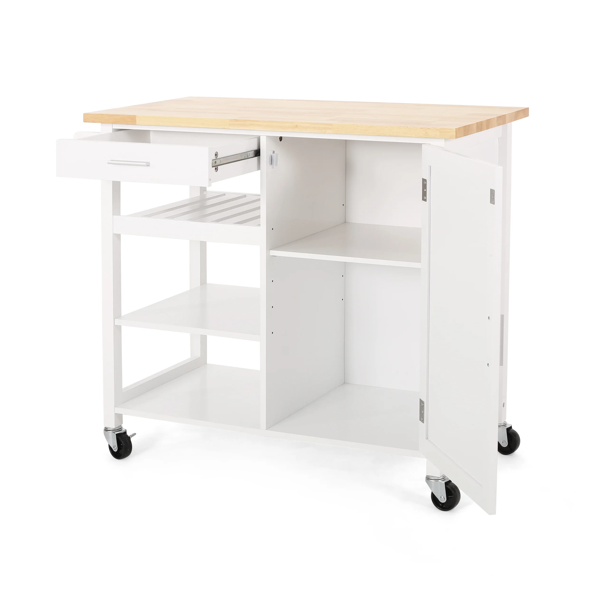 Carmelina Contemporary Kitchen Cart with Wheels - furnishings