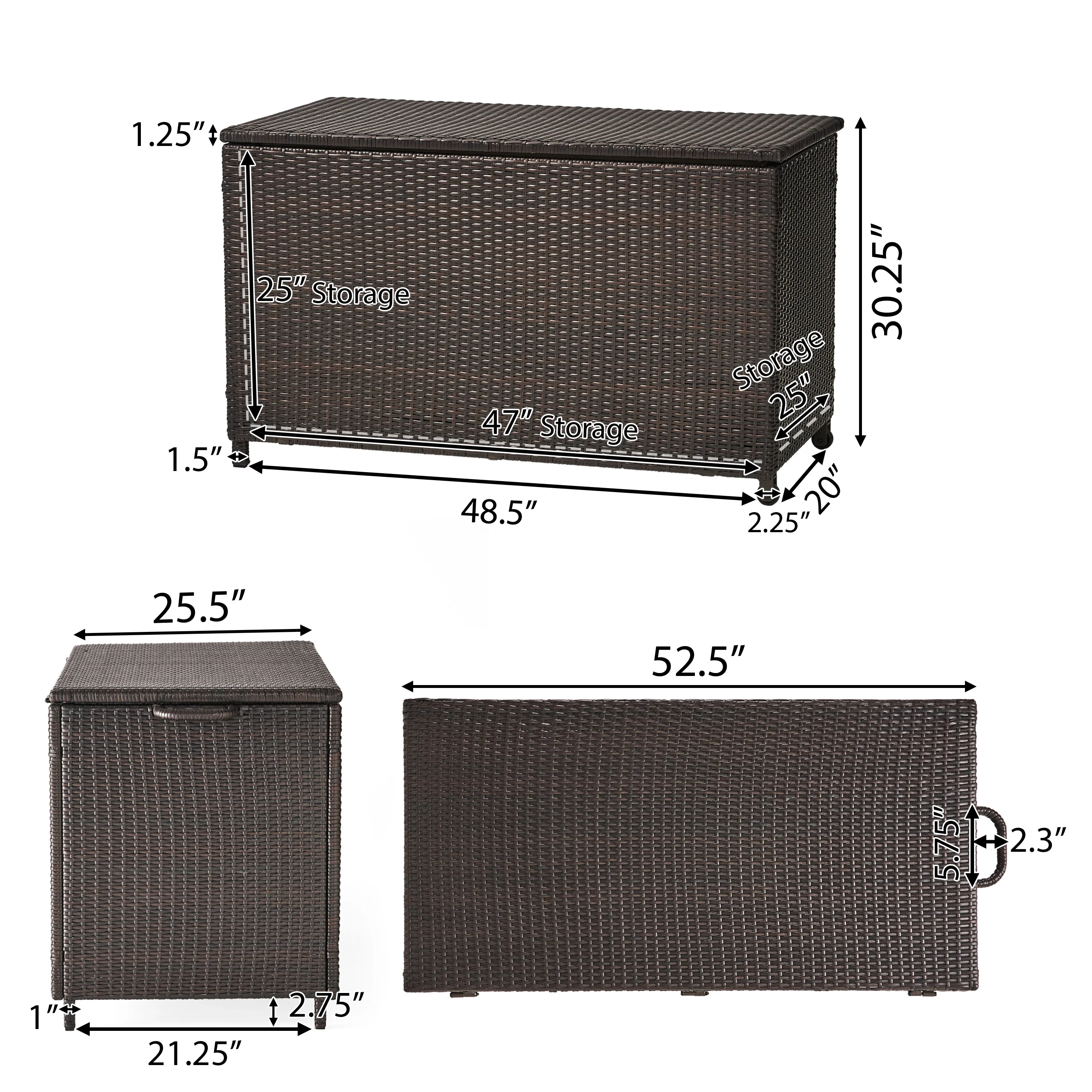 Freeport Brown Wicker Storage Bin - furnishings