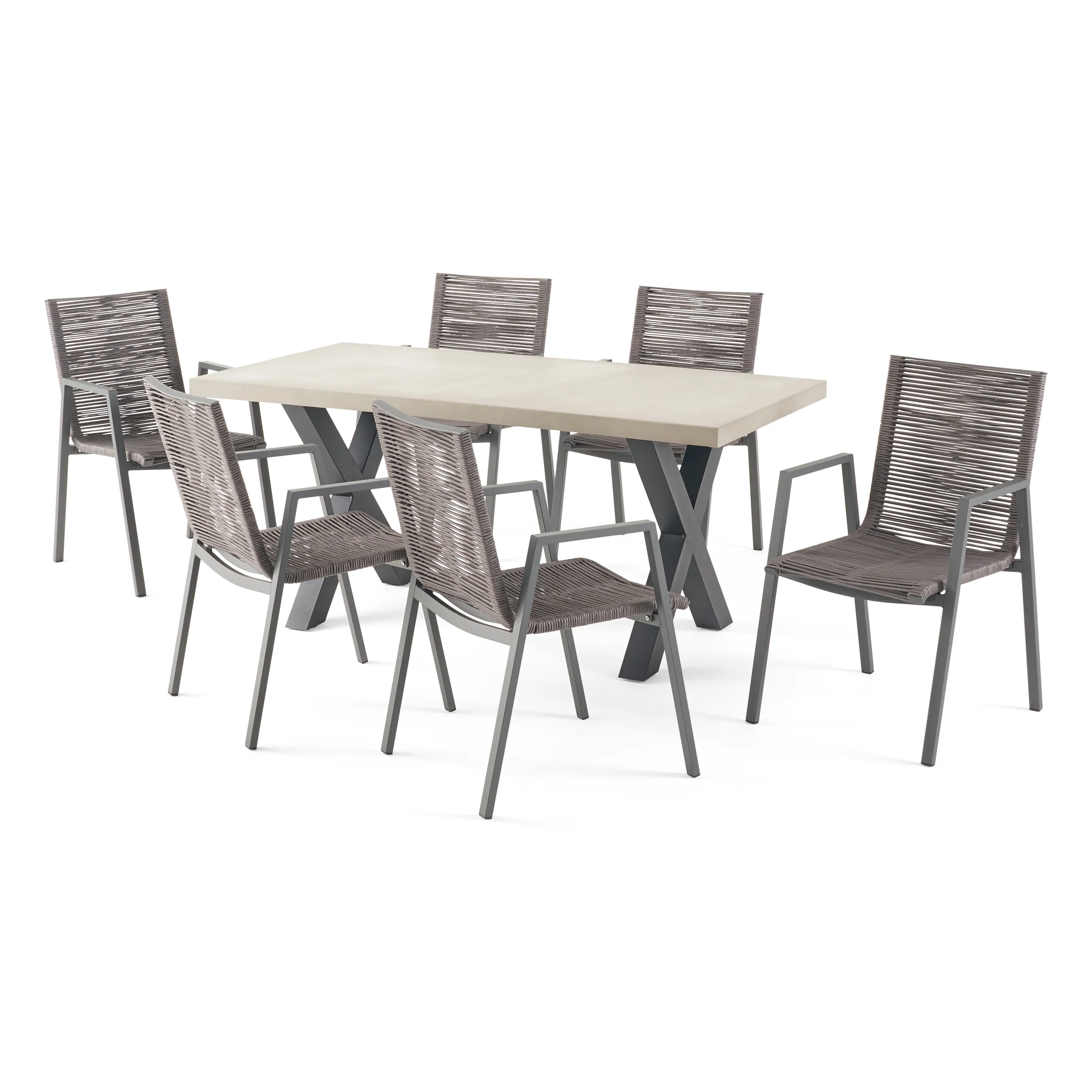 Aisaiah Outdoor Modern 6 Seater Dining Set - furnishings