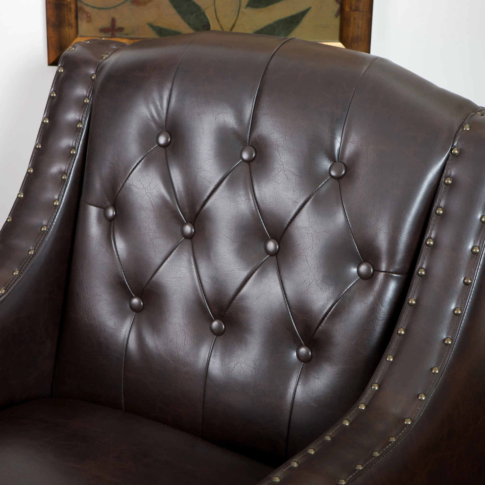 Nottingham Tufted Brown Leather Club Chair - furnishings