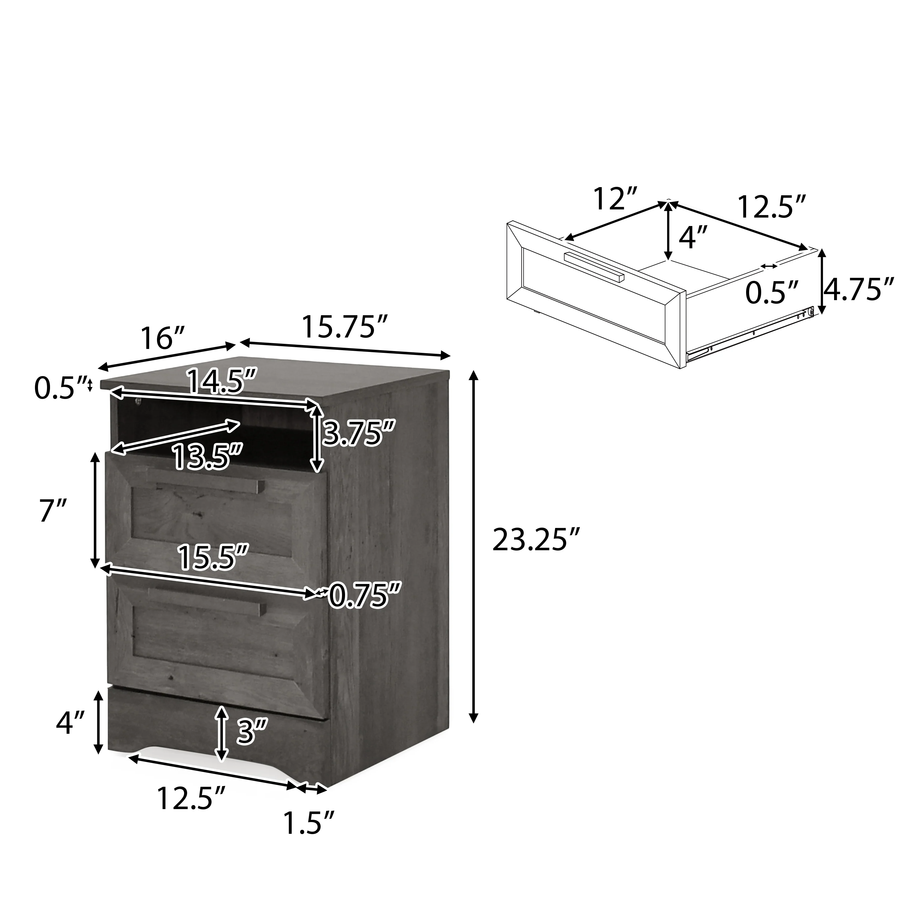 Broxon Rustic 2 Drawer Nightstand - furnishings