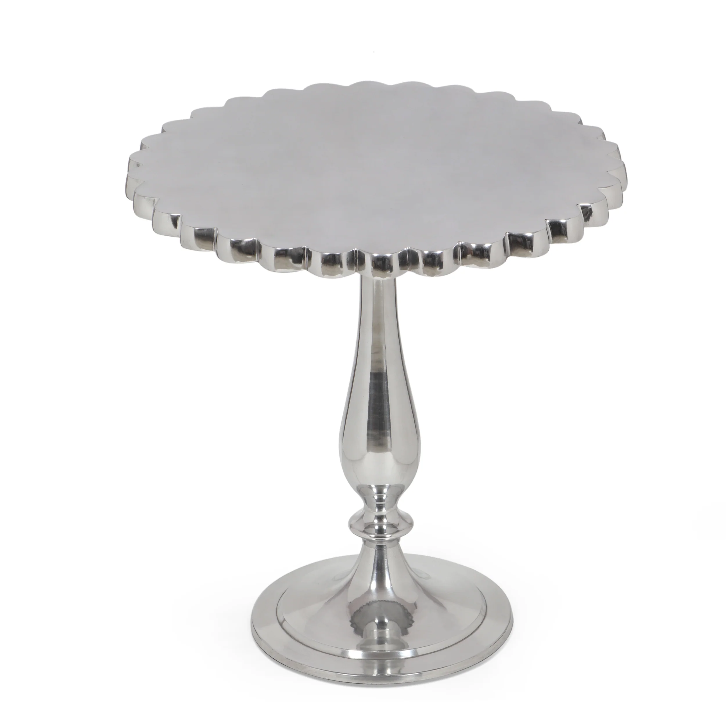 Washington Modern Glam Handcrafted Aluminum Side Table, Silver - furnishings
