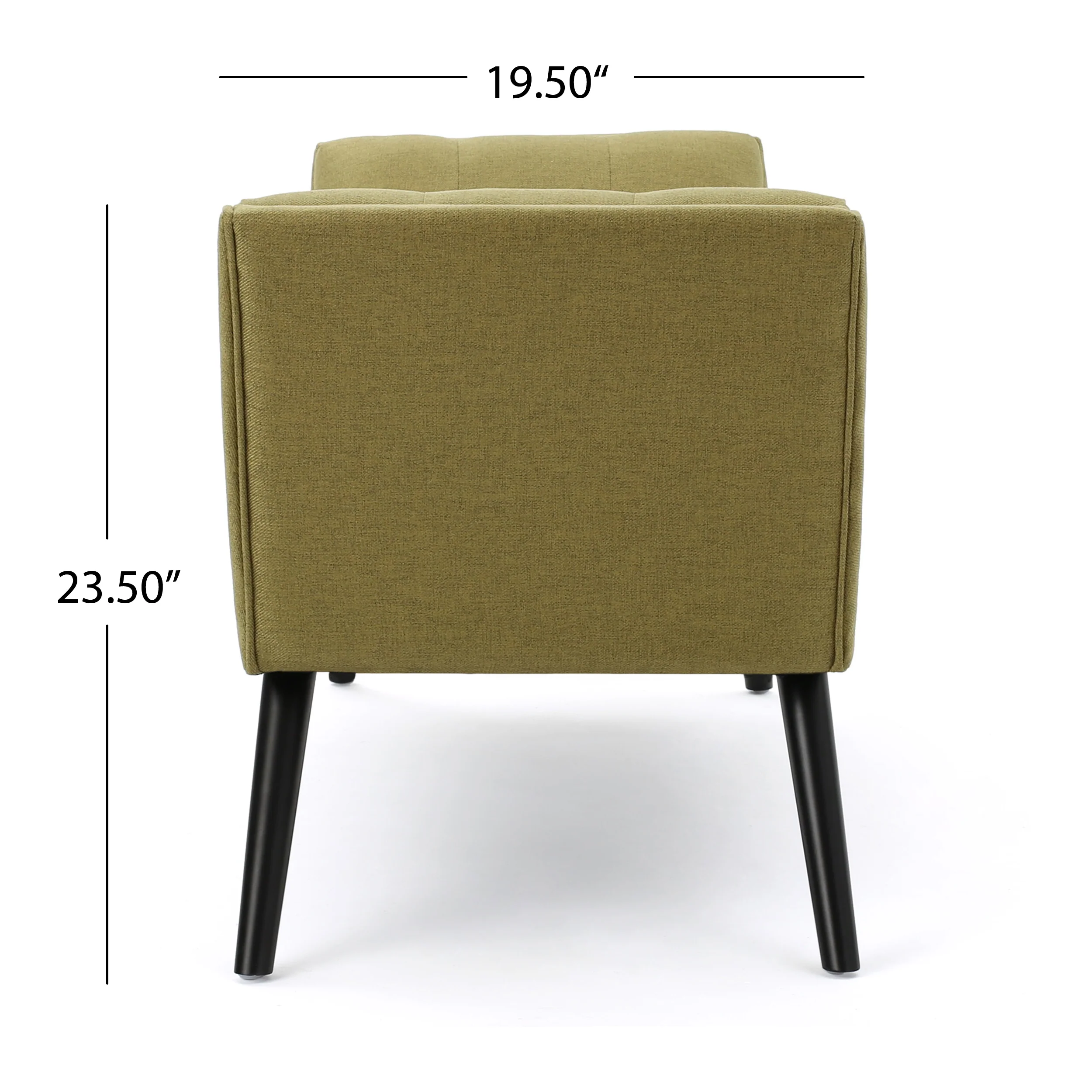 Madrid Mid-Century Modern Tufted Fabric Ottoman Bench with Tapered Legs - furnishings