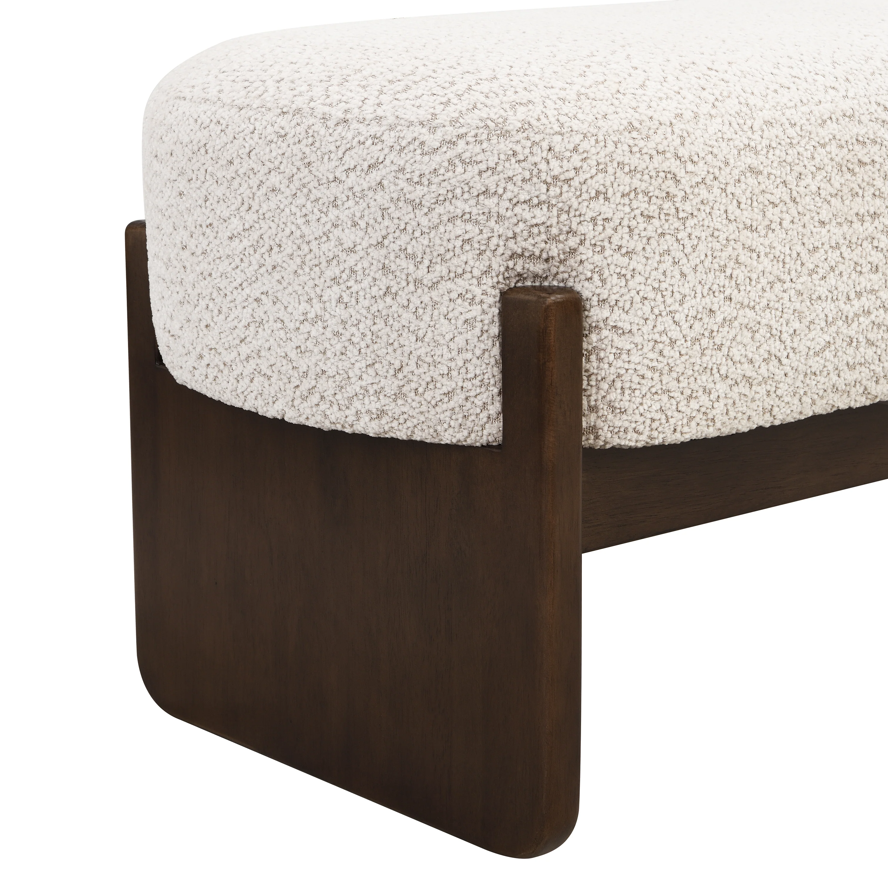 Sorena Modern Upholstered Loop Yarn Ottoman, Solid Wood - furnishings