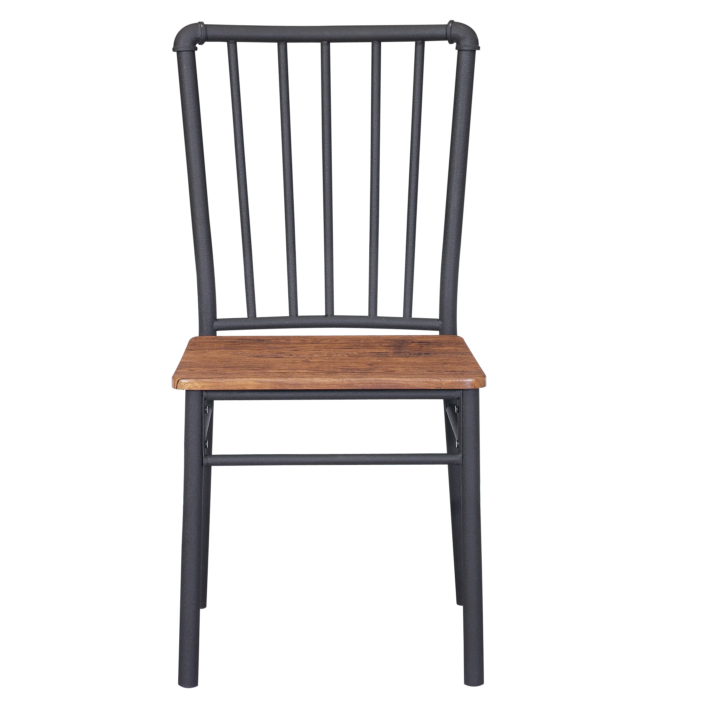 Lucas Industrial Textured Brown Steel and Wood Finished Chairs (Set of 2) - furnishings