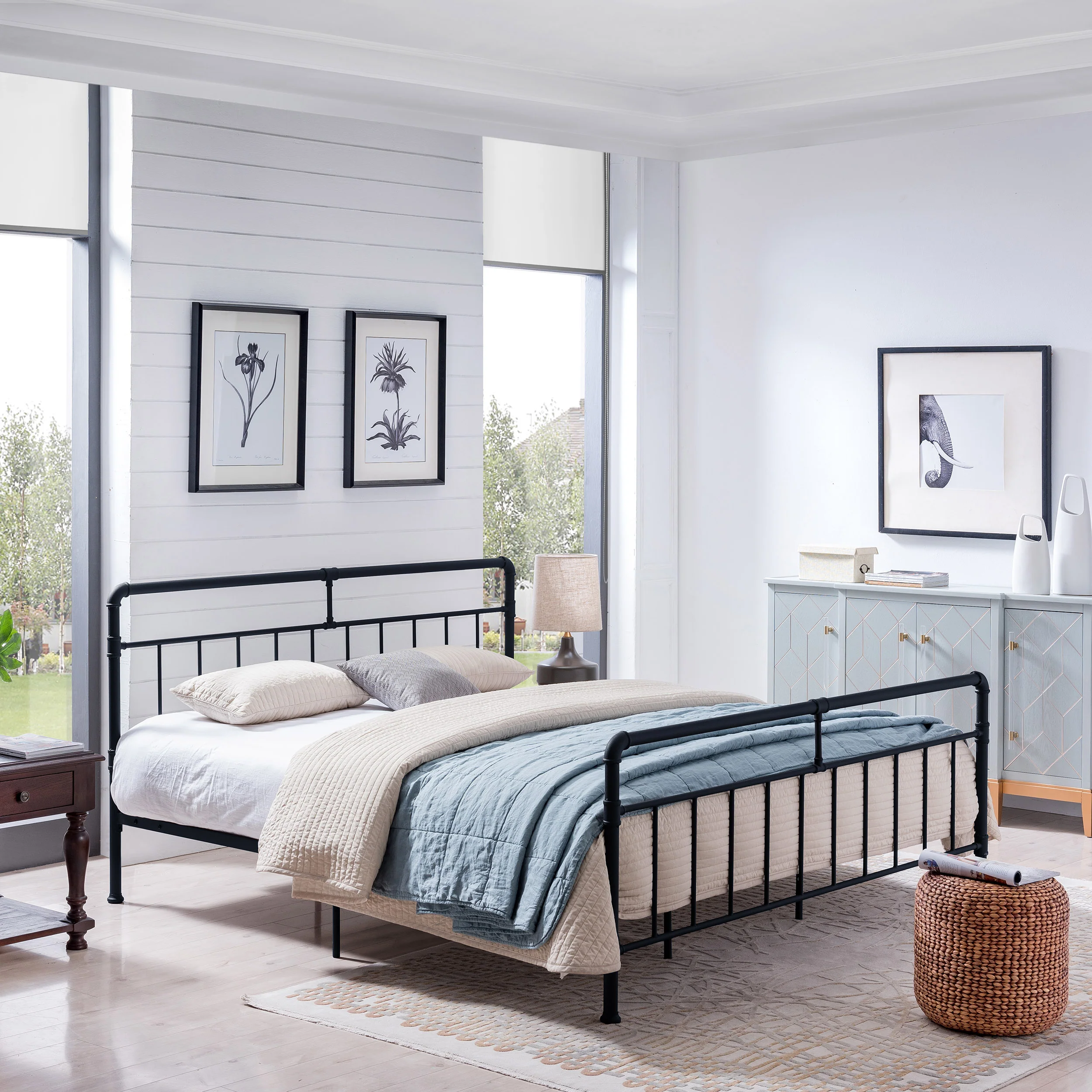 Sally King-Size Iron Bed Frame, Minimal, Industrial - furnishings